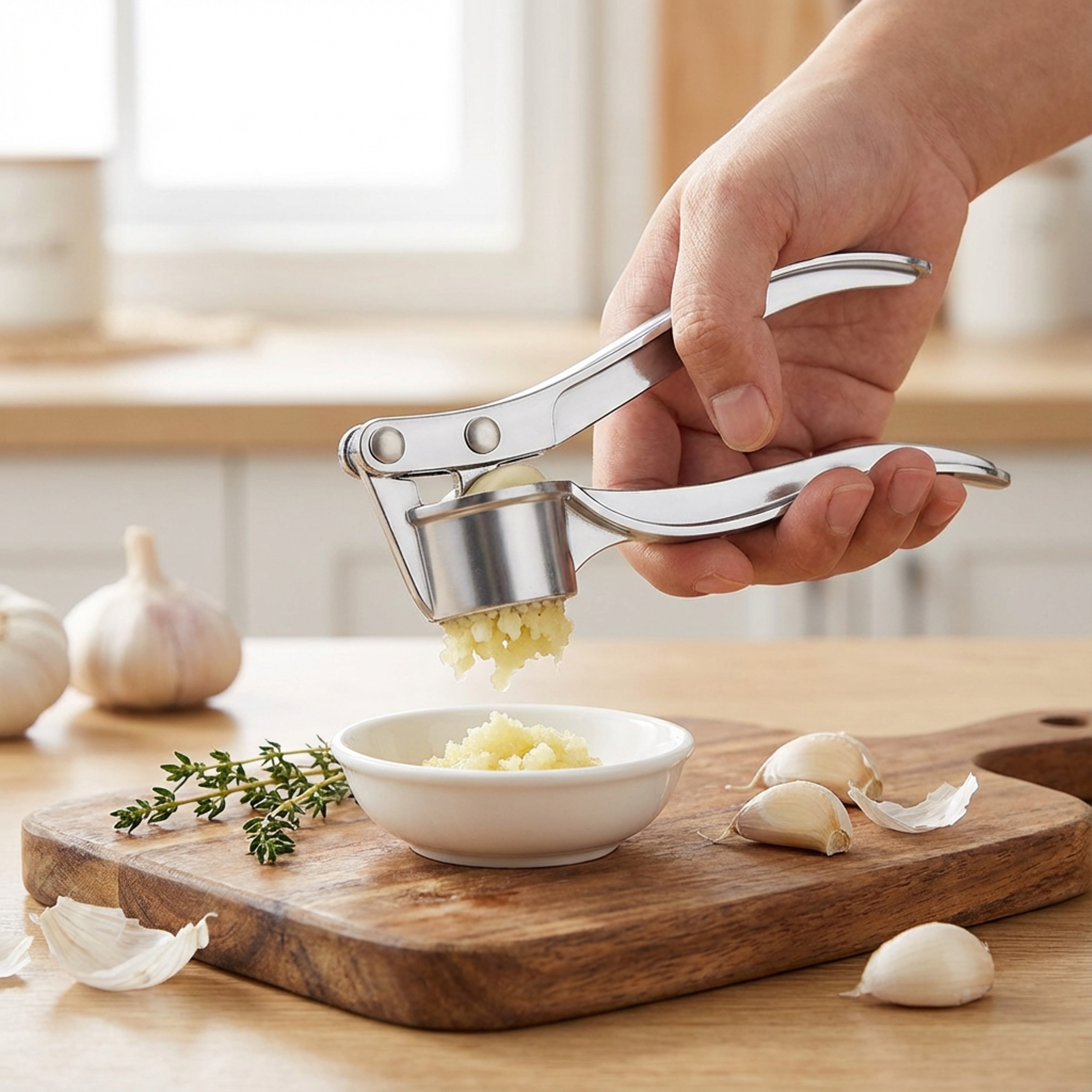 Effortless Garlic & Nut Press with Easy Grip Non-Slip Aluminum Crusher, Safe and Durable – view 3