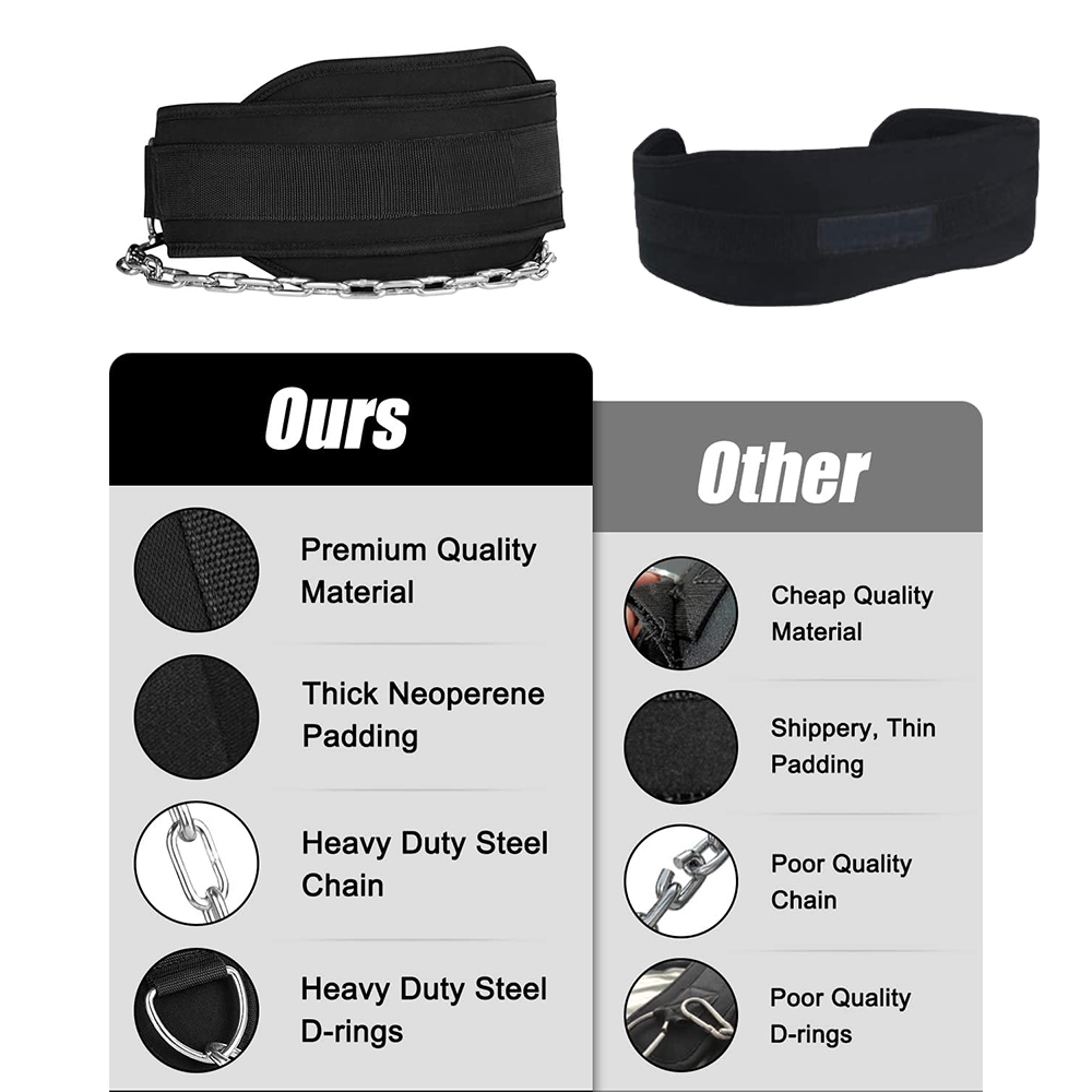 Heavy Duty Steel Chain Dip Belt for Weightlifting, Adjustable Fitness Belt – view 5