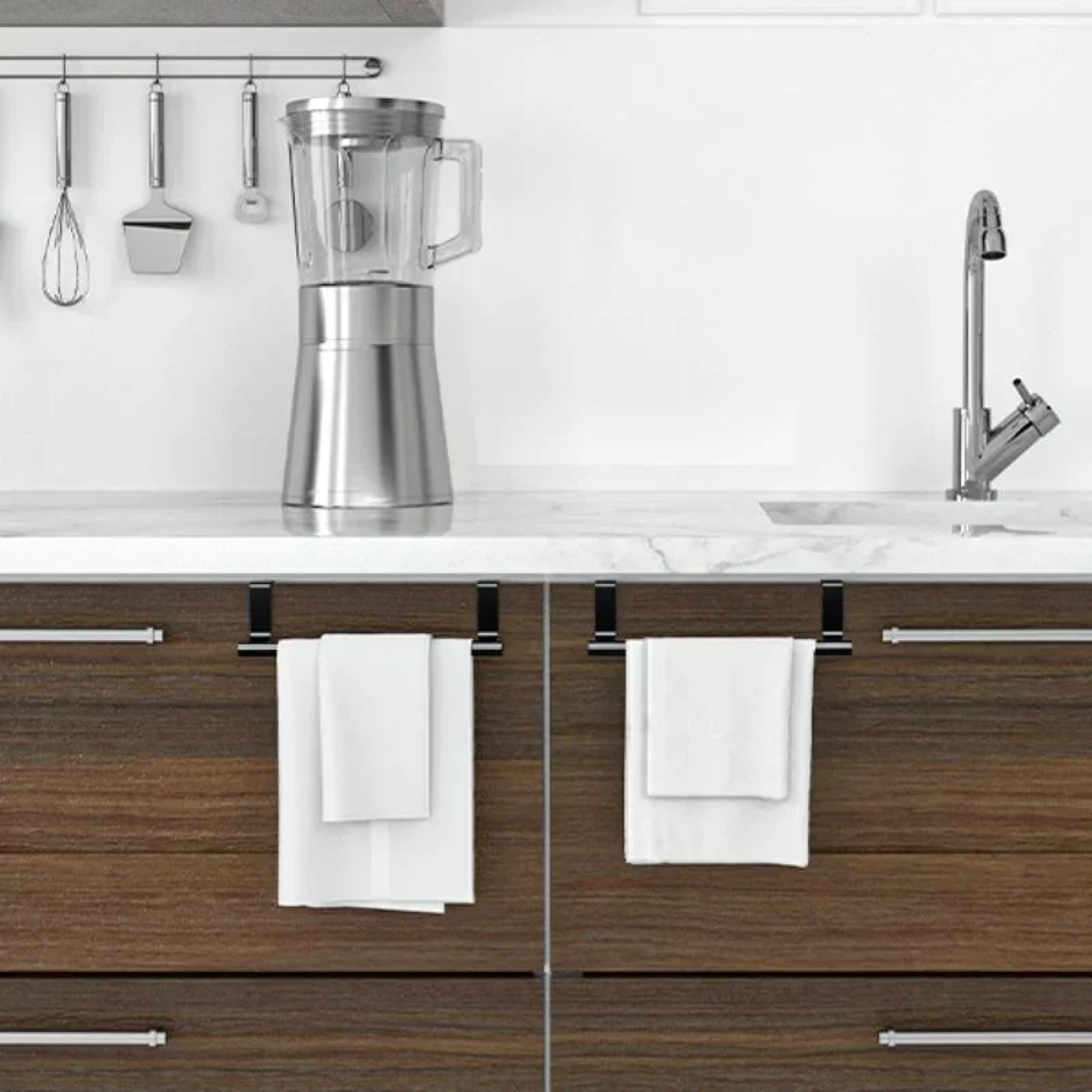 Over Cabinet Towel Rack Punch-Free Steel Metal Towel Storage Organizer for Bathroom – view 5
