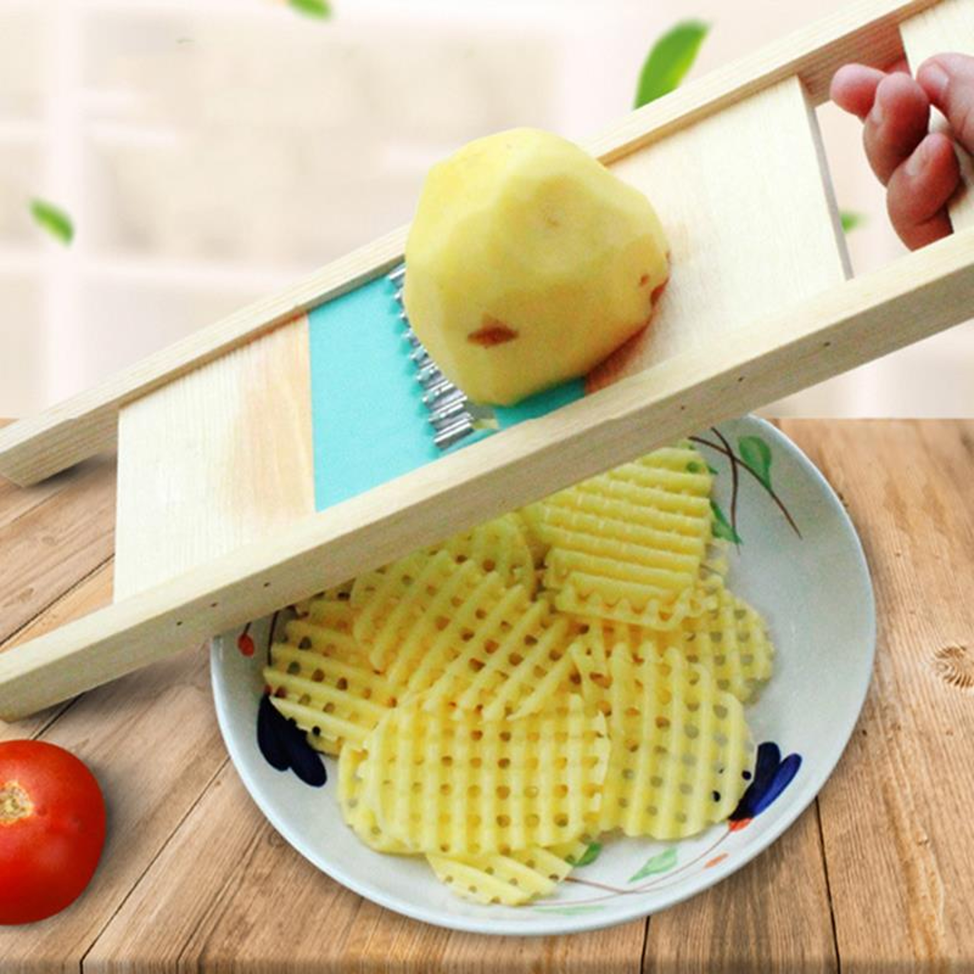 Stainless Steel Potato Cutter  Grater Wooden French Fry Cutter  Vegetable Slicer For Kitchen 1