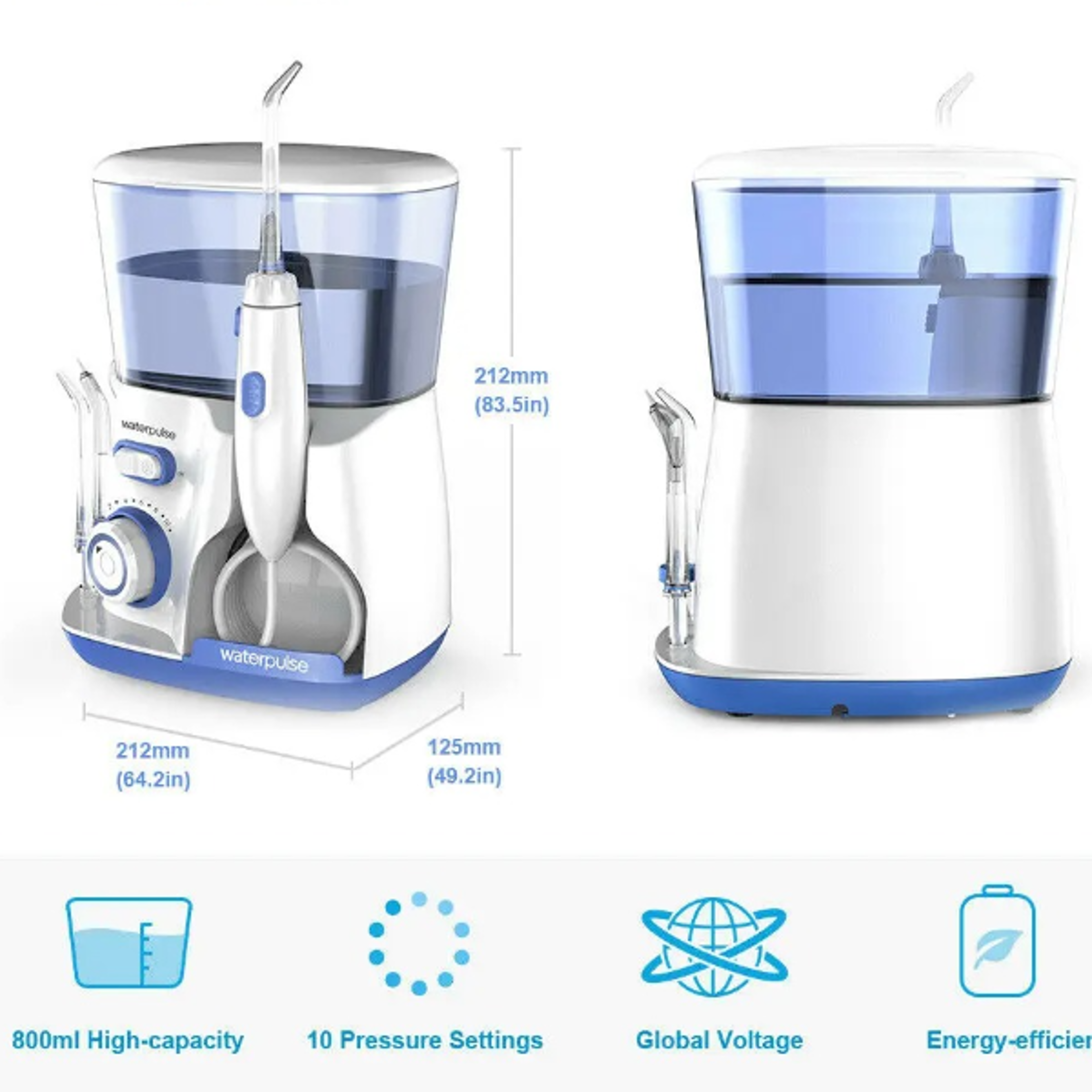 Electric Oral Irrigator with Nozzles Water Flosser for Teeth Water Tank Level Pressure Teeth Clea