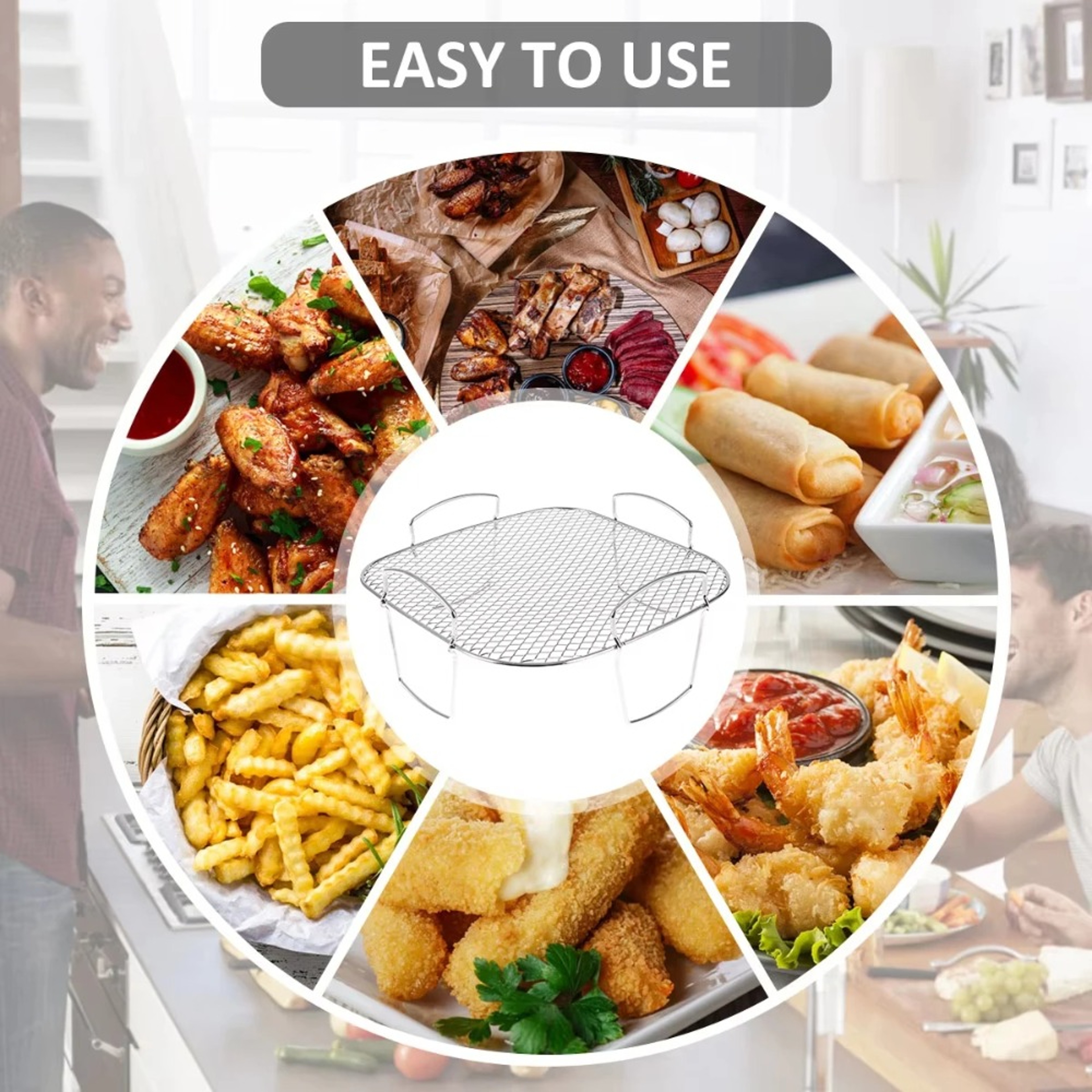 Adjustable Multifunctional Roasting Rack For Air Fryer Dehydrator BBQ Steaming Rack Compatible With
