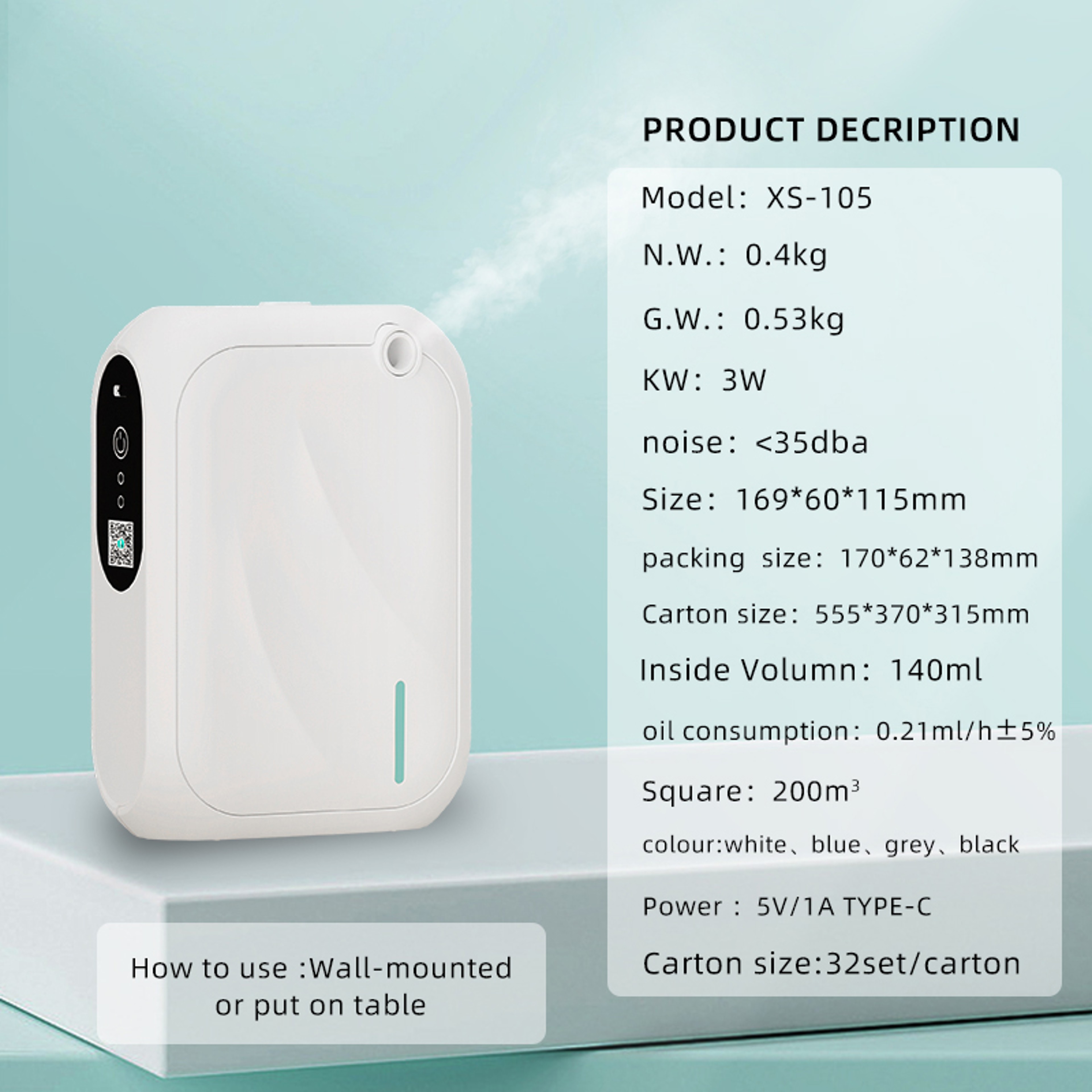 Bluetooth Controlled Wall Mounted Essential Oil Diffuser Aroma Machine for Home & Hotel Fragrance – view 4