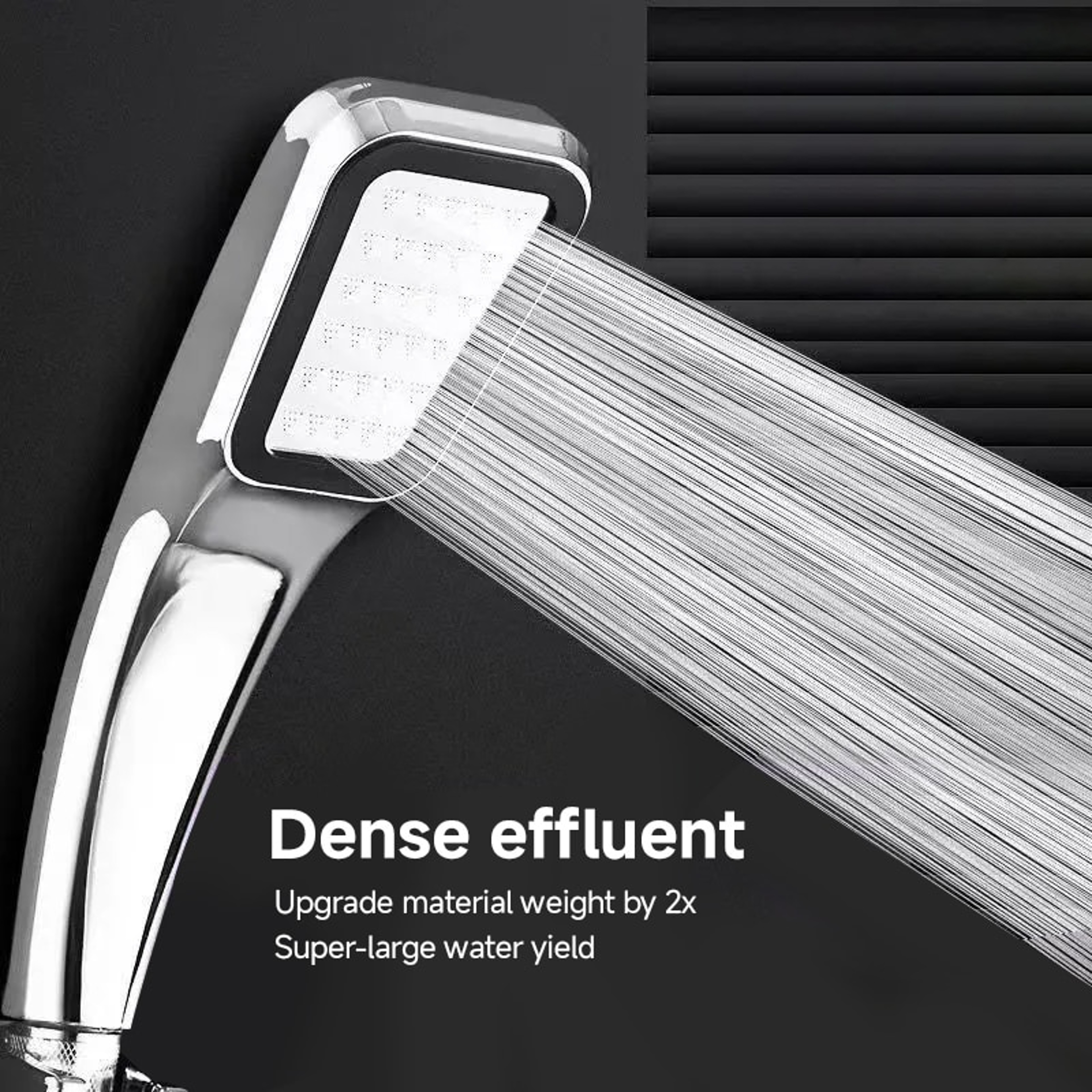 Pressurized Handheld Square Showerhead with Water-Saving Rainfall Spray – view 3