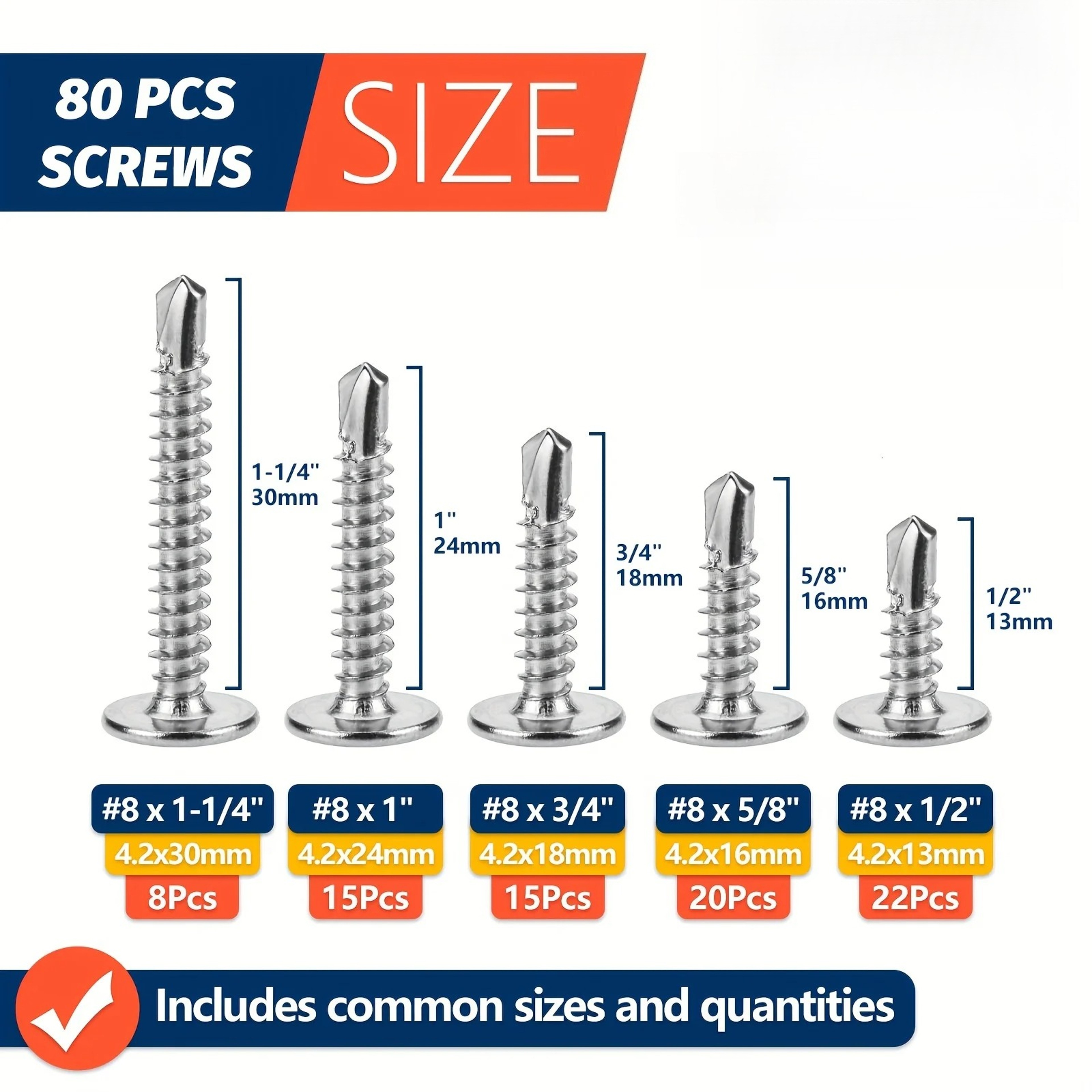 Stainless Steel Self Tapping Screws Kit For Metal Wood  Plastic 1