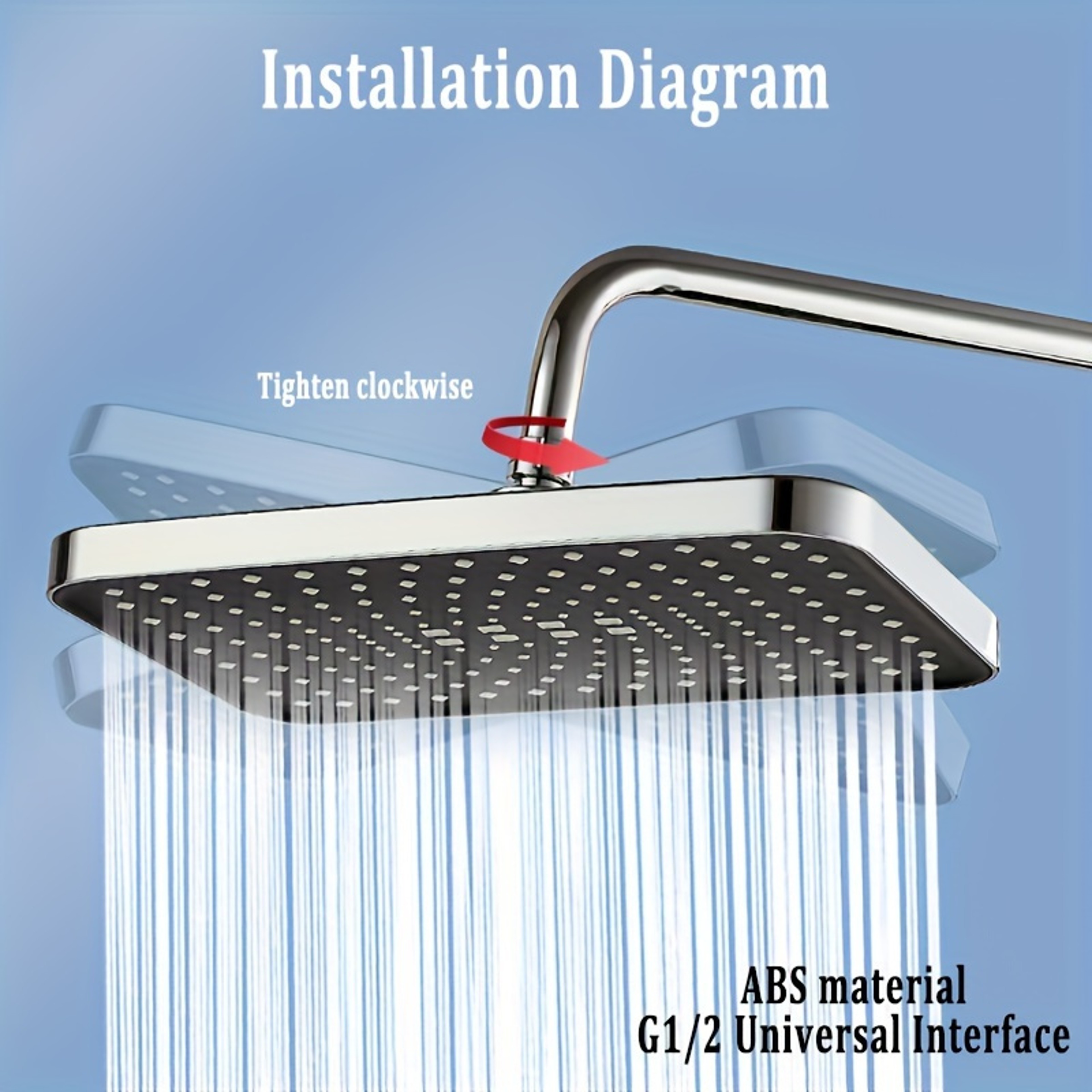 Luxury High Pressure Rainfall Shower Head Adjustable Angles AntiClogging Nozzles WaterSaving Design 1