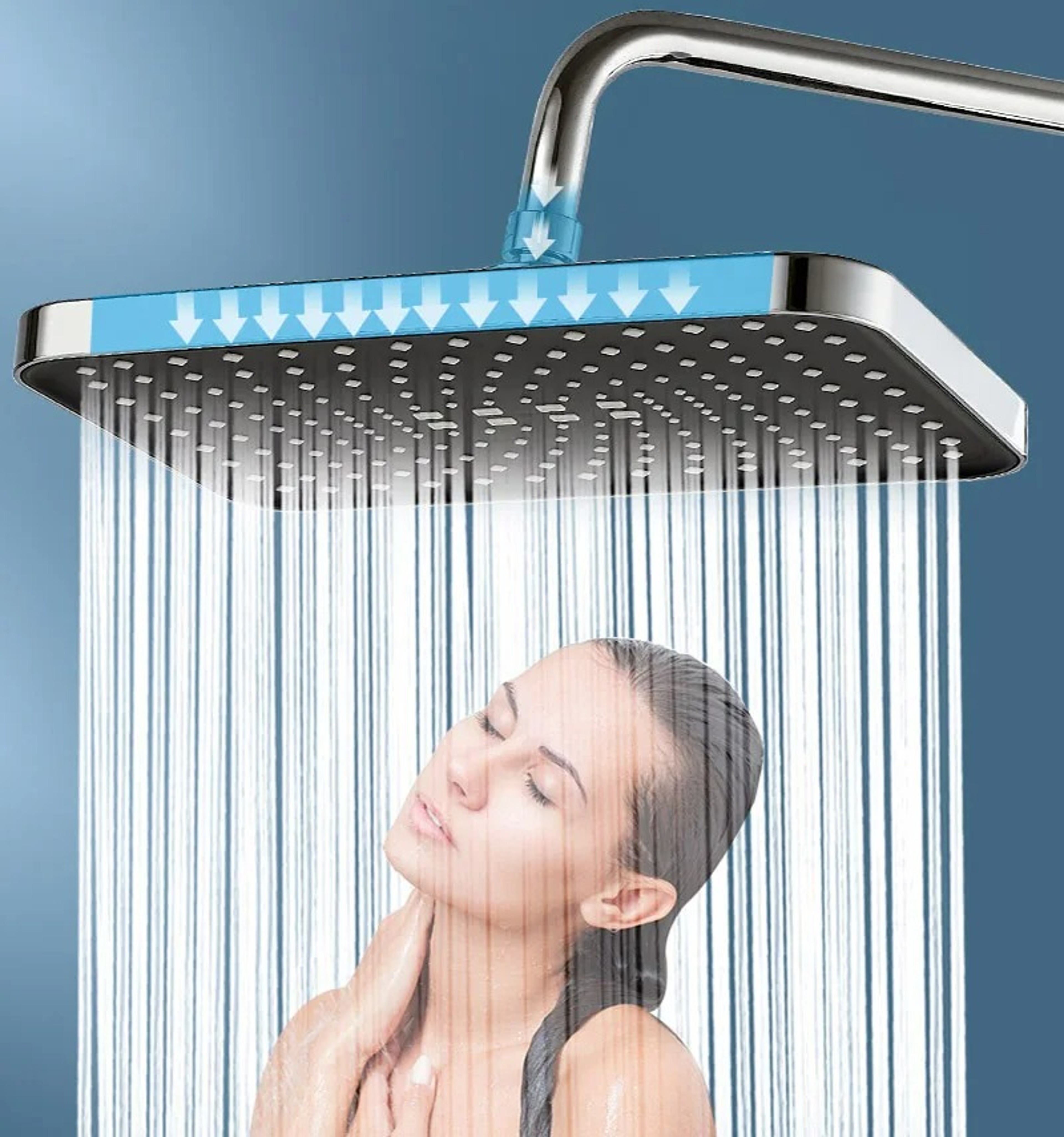 High Pressure Rainfall Shower Head Supercharge Your Shower With Swivel WaterSaving Flow 1