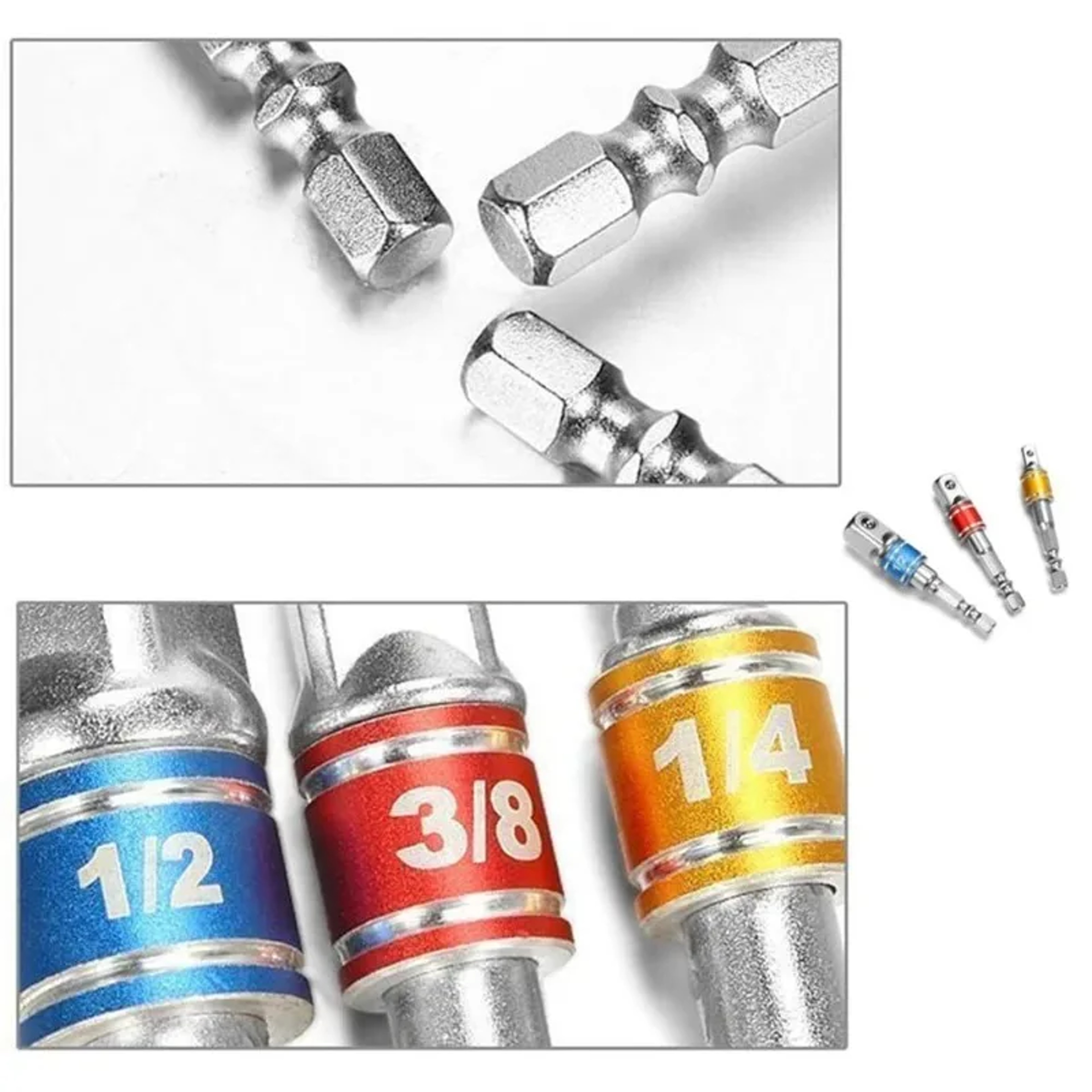 Impact Driver Socket Extension Adapter for Power Drill Hex to Square Wrench Converter – view 4