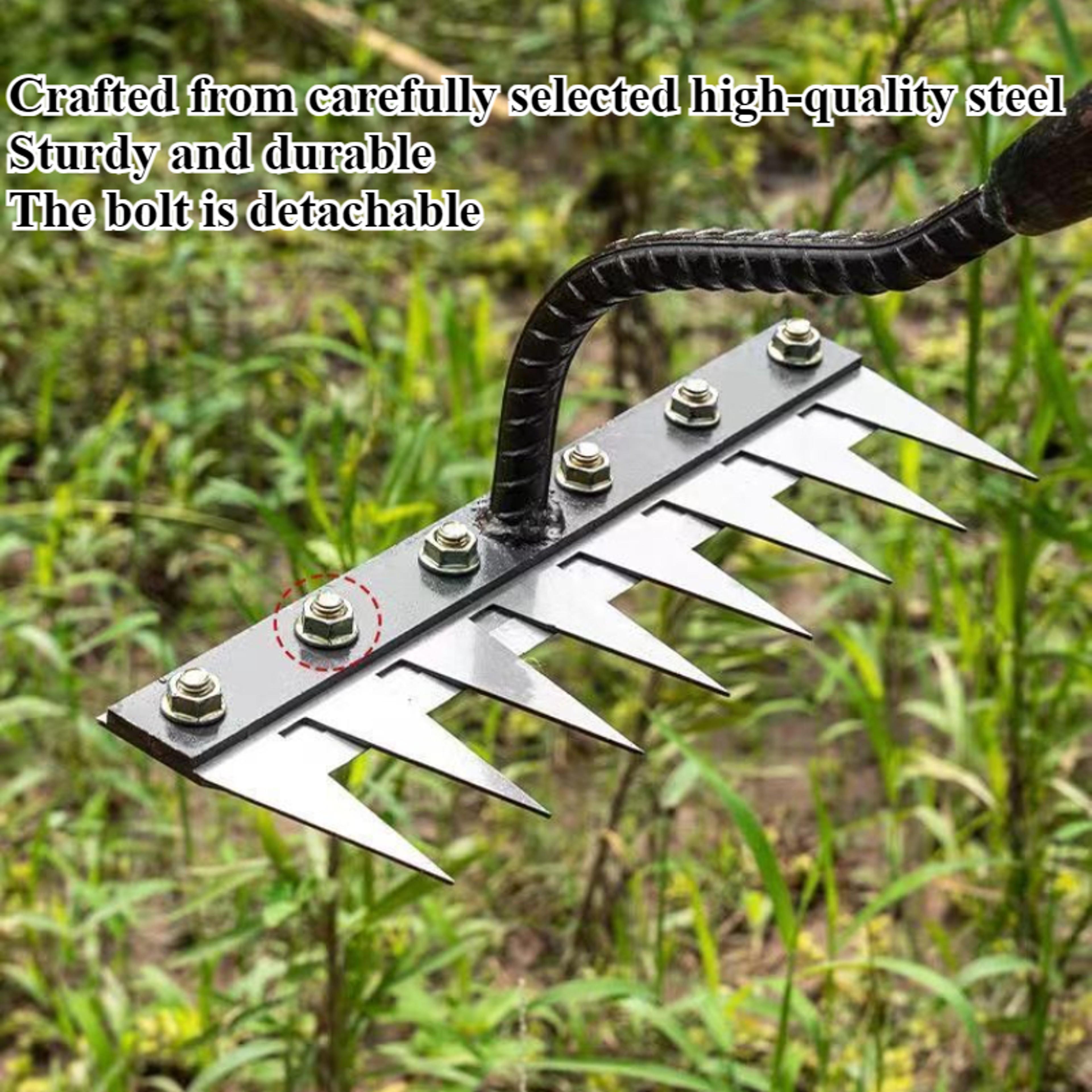 HeavyDuty Carbon Steel Garden Hand Rake For Efficient Weeding  Soil Scarifying 2