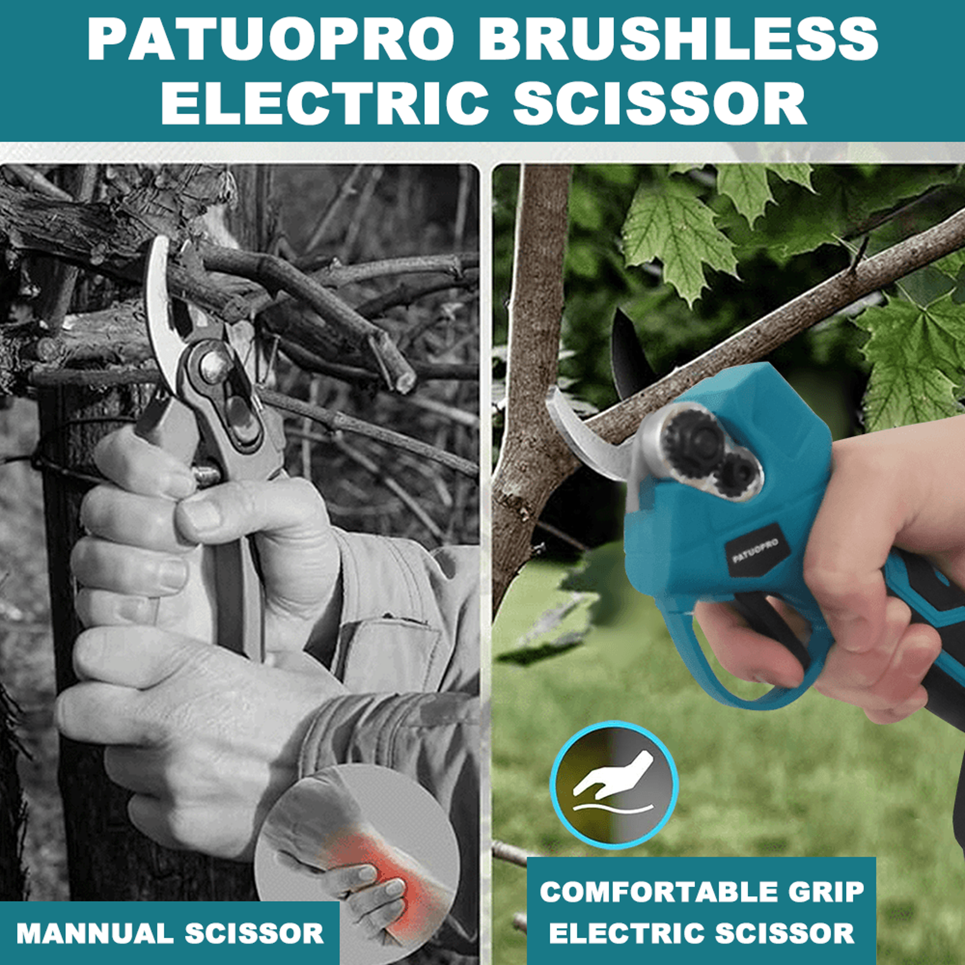 Professional Cordless Electric Pruning Shear with Brushless Motor for Gardening and Bonsai Cutting Tool – view 4