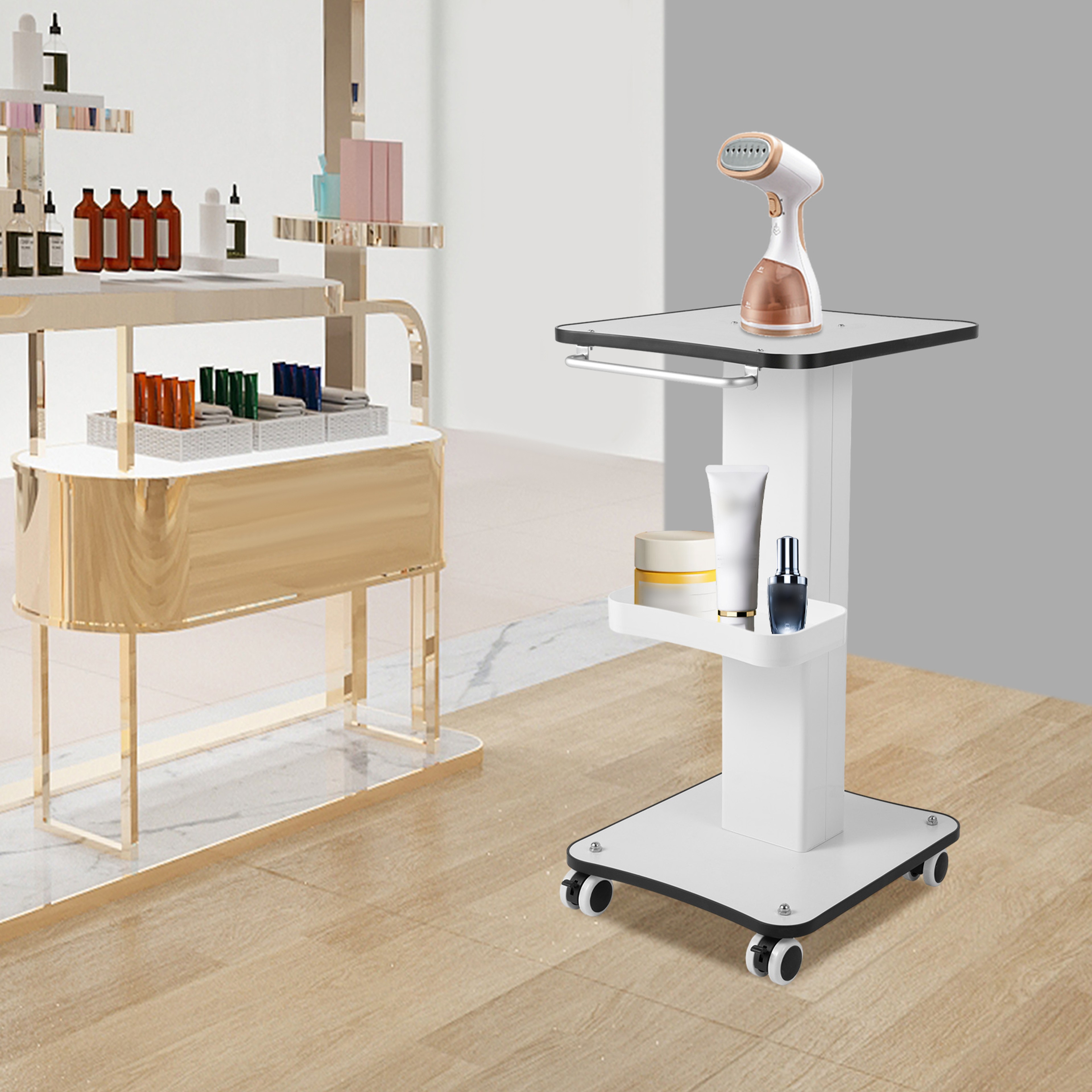 Professional Beauty Salon Trolley Cart Tier Rolling Spa Storage Organizer With Push Handle 3