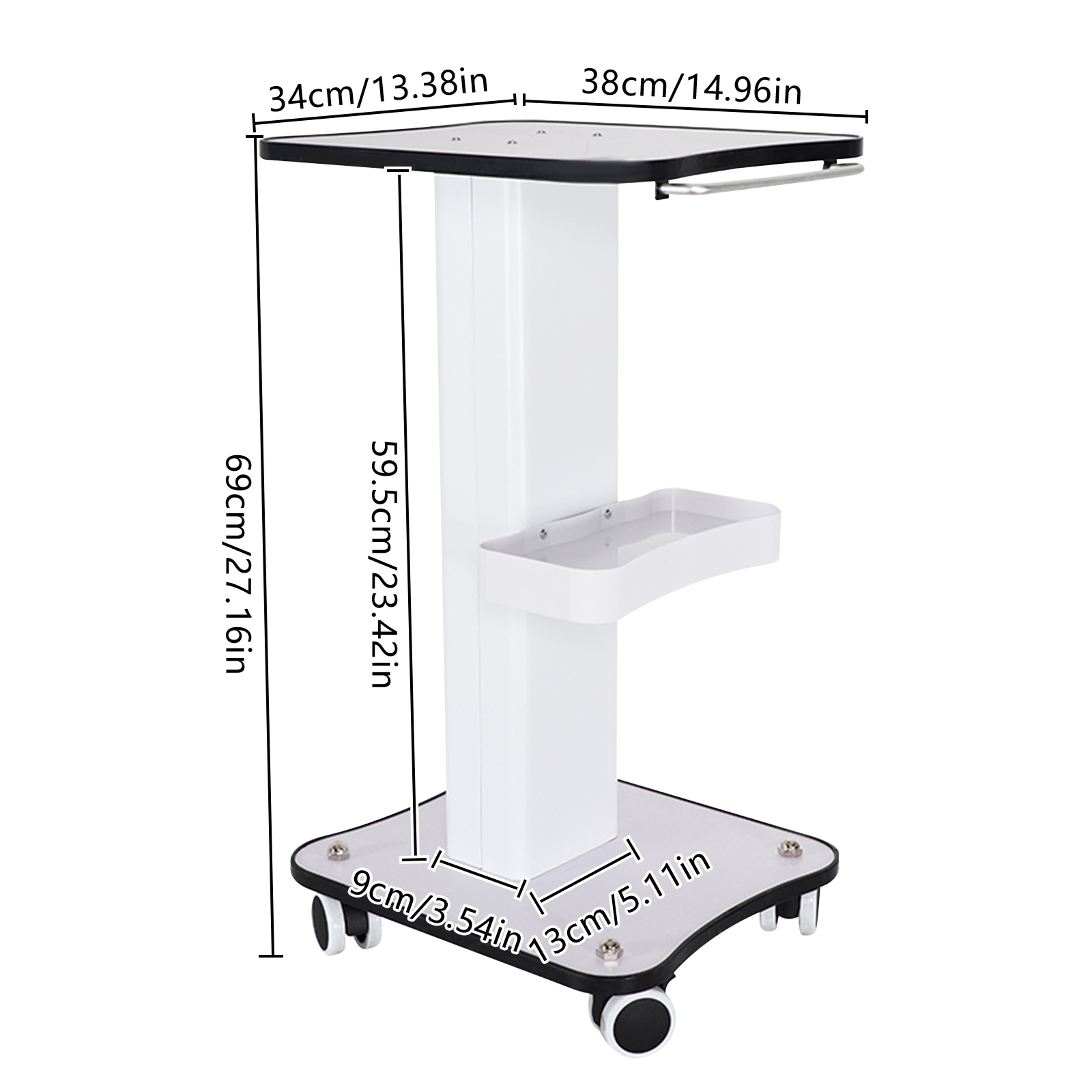 Professional Beauty Salon Trolley Cart Tier Rolling Spa Storage Organizer With Push Handle 4