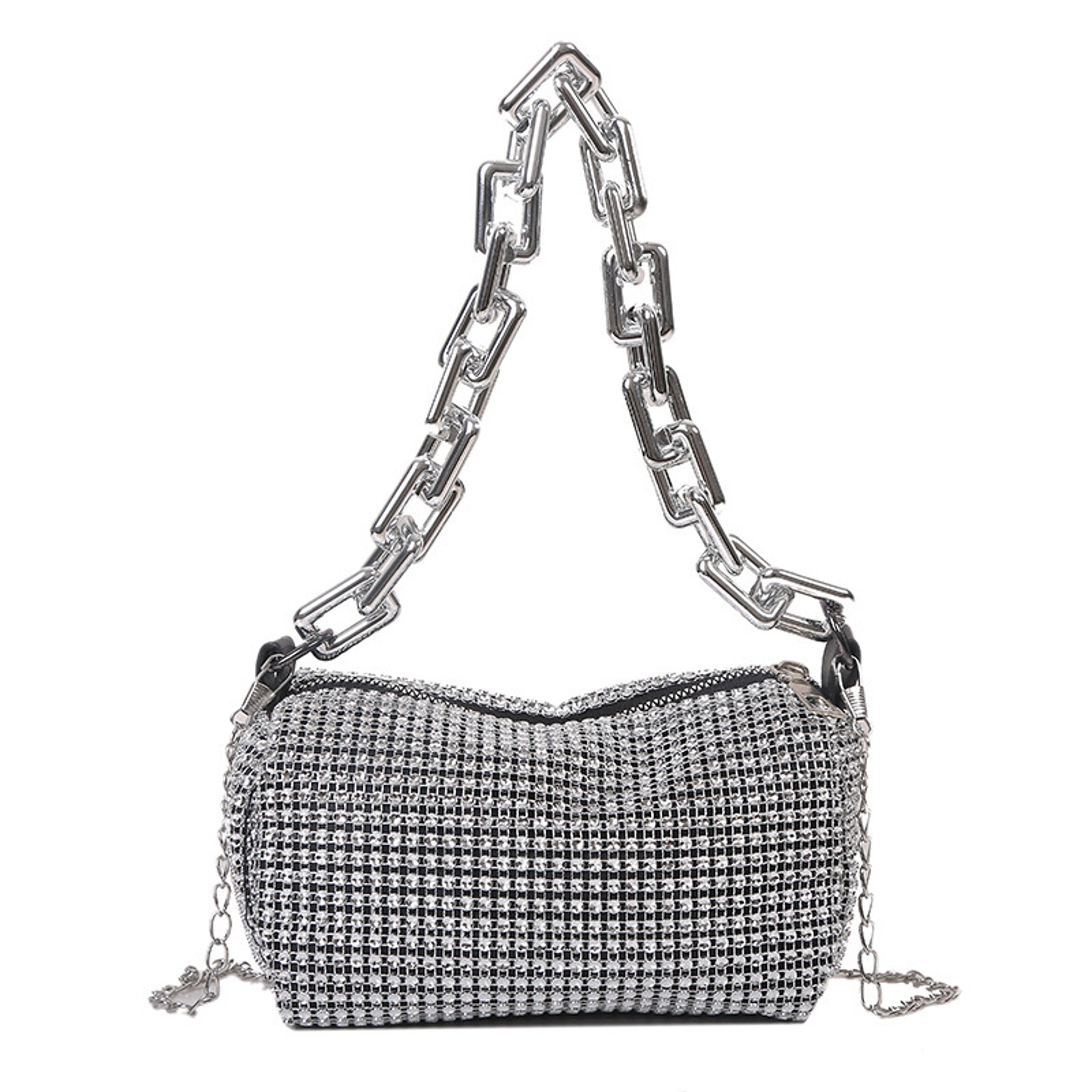 Mini Glitter Bucket Bag With Chain Strap Womens Prom Crossbody Purse 5