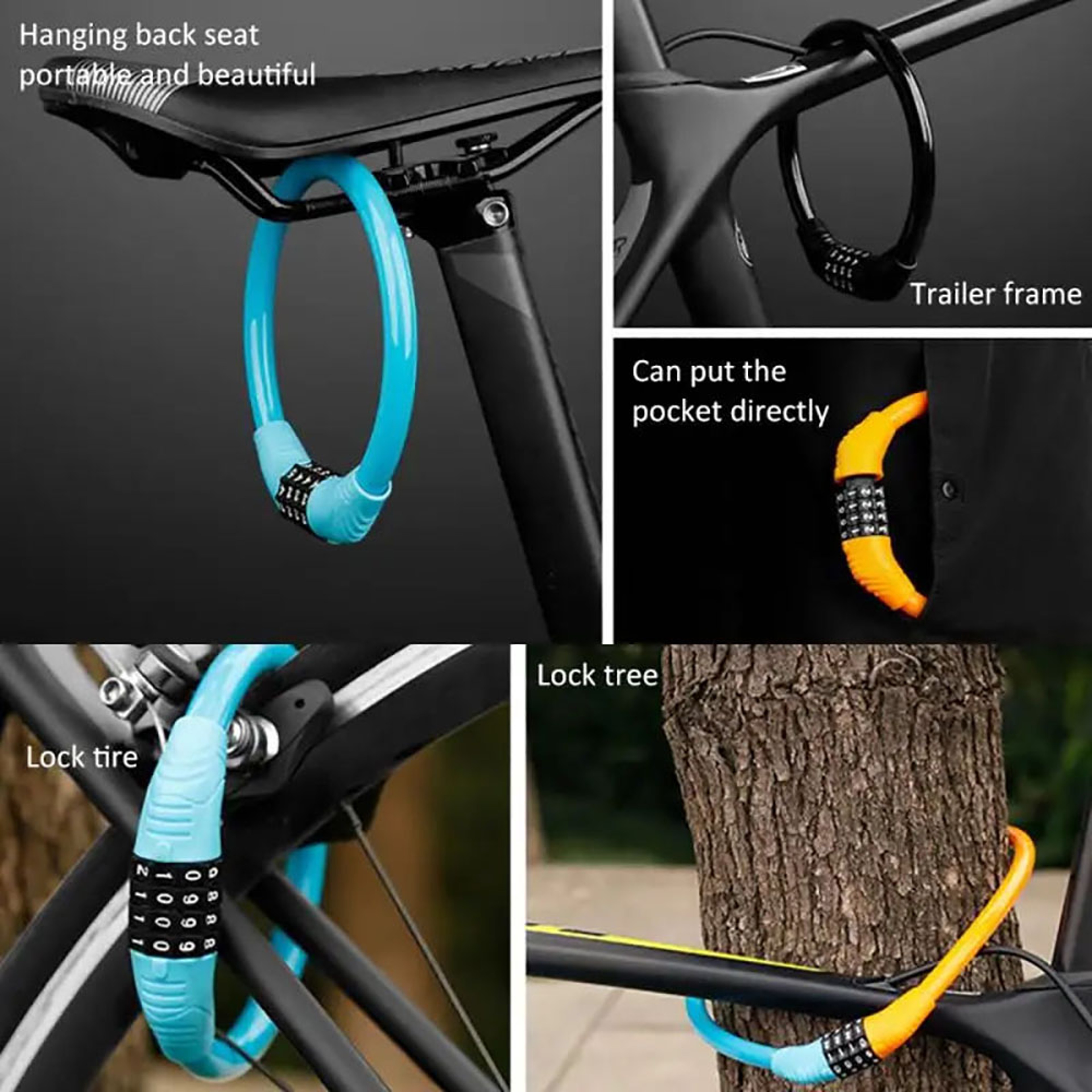 Portable Digital Code Anti-Theft Bicycle Cable Lock Stainless Steel Security Combination Padlock – view 6