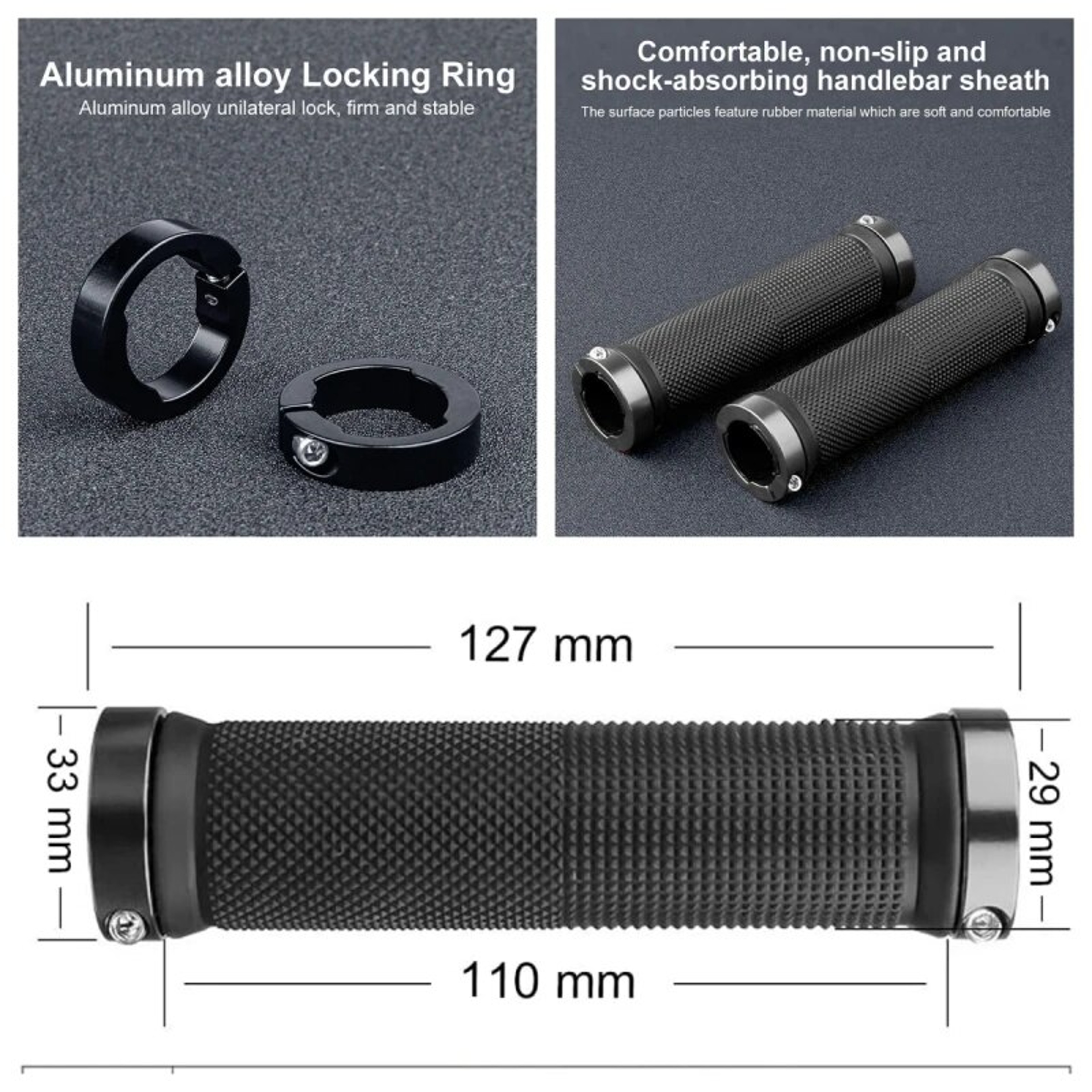Non Slip Bicycle Handlebar Grips With Alloy Lock Double Aluminum Locking Rubber Grip For Enhanced C 5