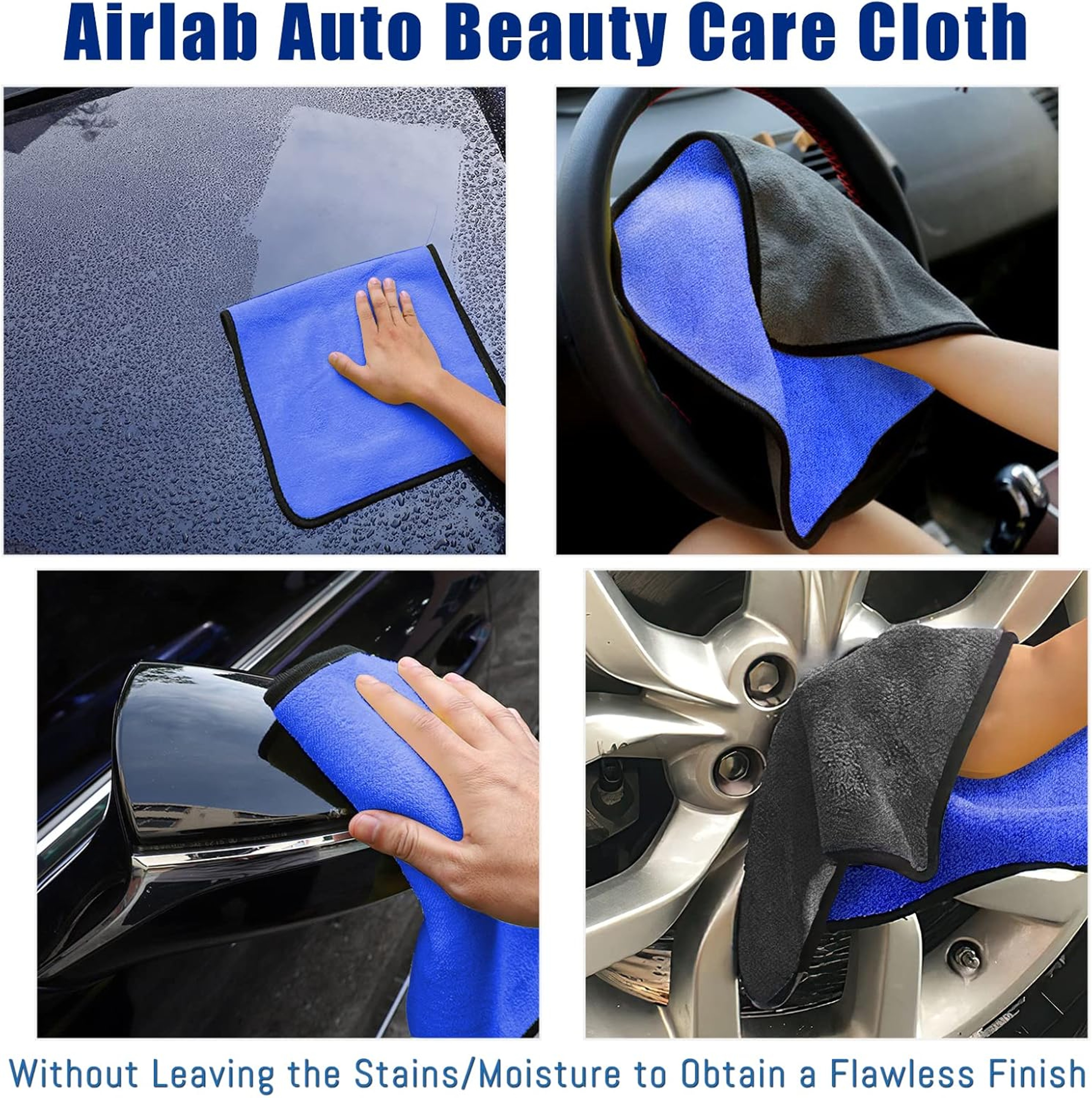 Microfiber Car Washing Towel Set Soft QuickDrying Cleaning Cloths For Windows Mirrors  More 4