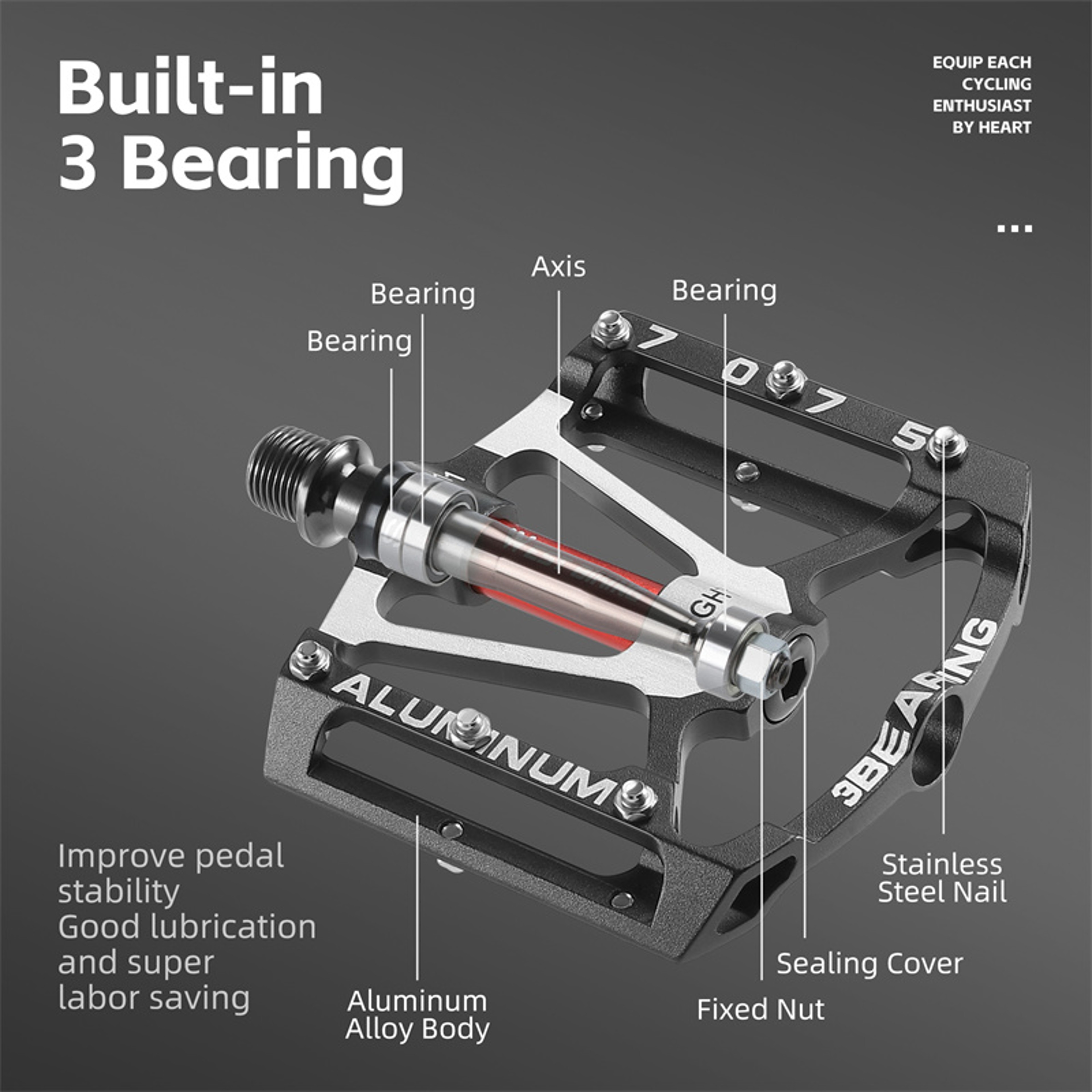 Aluminum Alloy MTB Road Bike Pedals AntiSlip Bearing Widened Pedals For Professionals 5