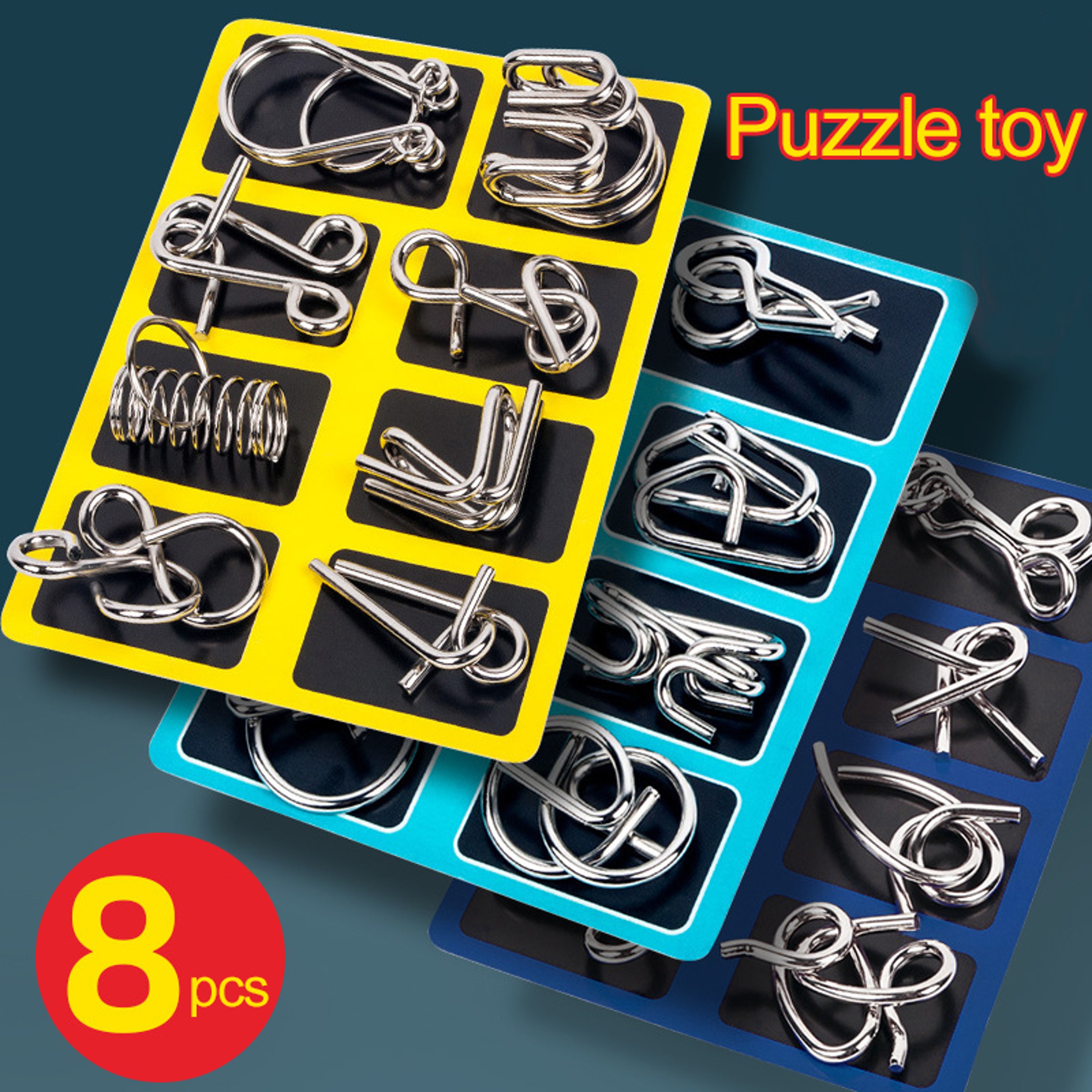 Montessori Metal Brain Teaser Puzzle Set Interactive Mind Challenge For Children And Adults 0