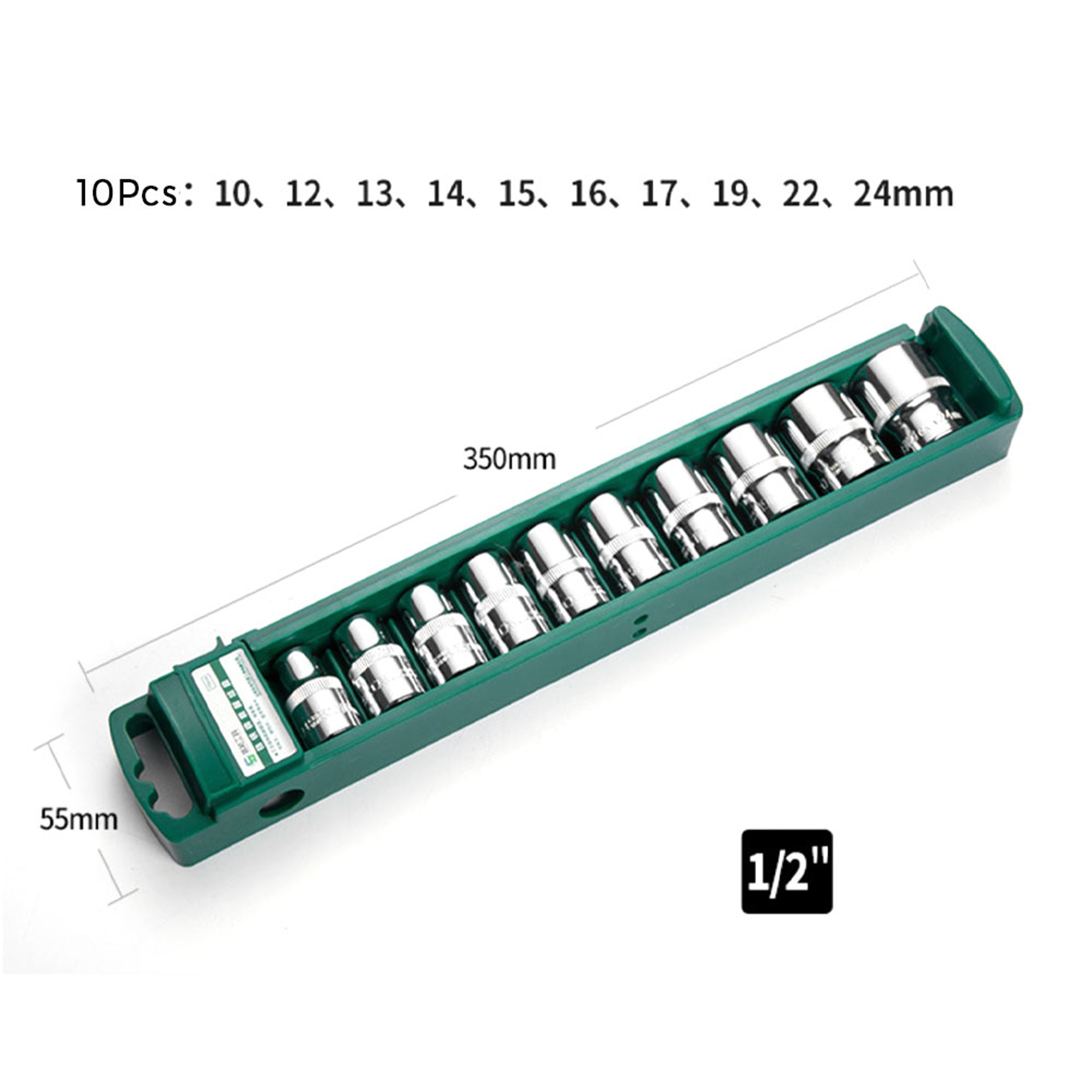 Hex Socket Wrench Head Set for Ratchet Short & Long Deep Nut Driver Sleeves with Holder – view 10