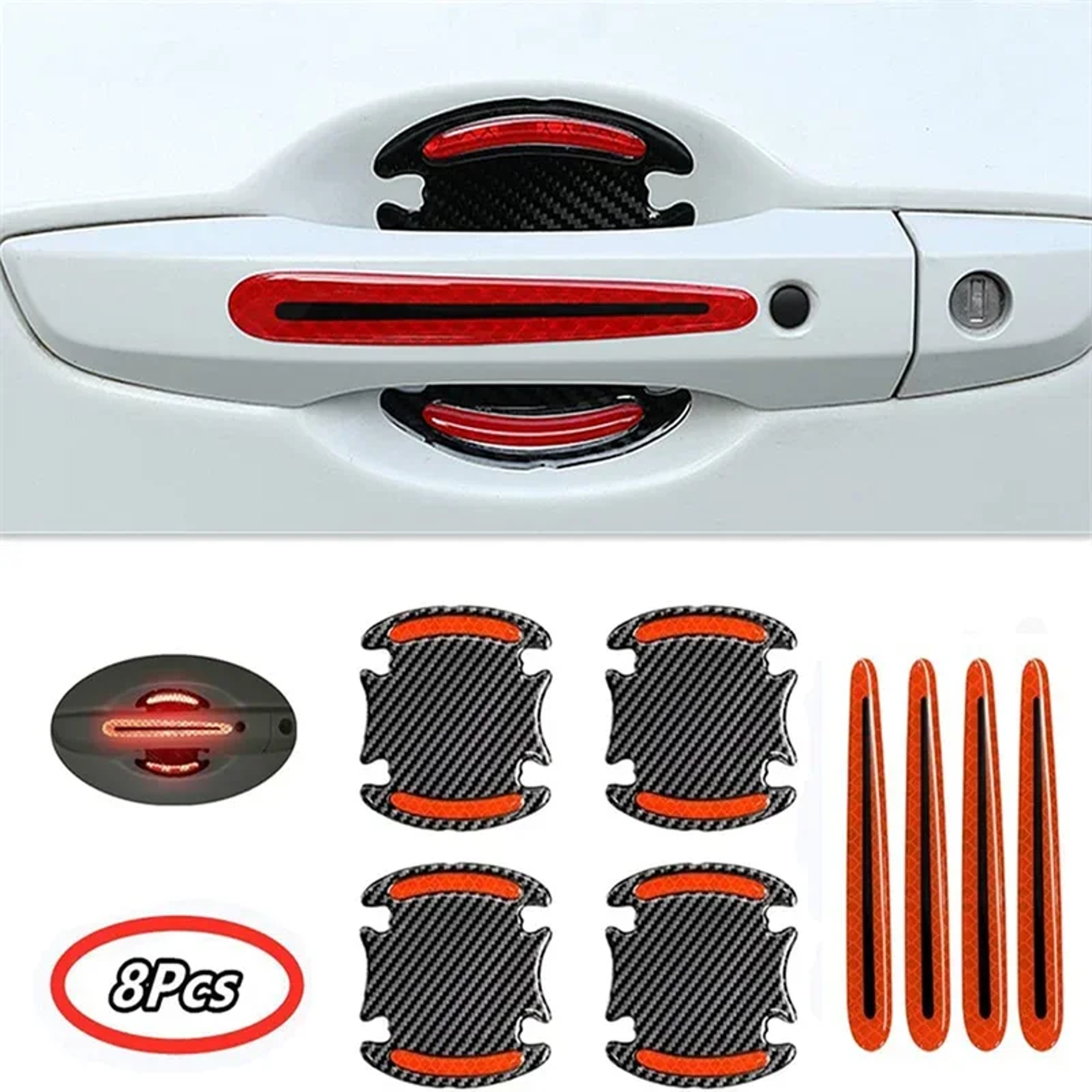 Reflective Car Door Handle Protector AntiScratch Paint Surface Sticker For Car Accessories 0