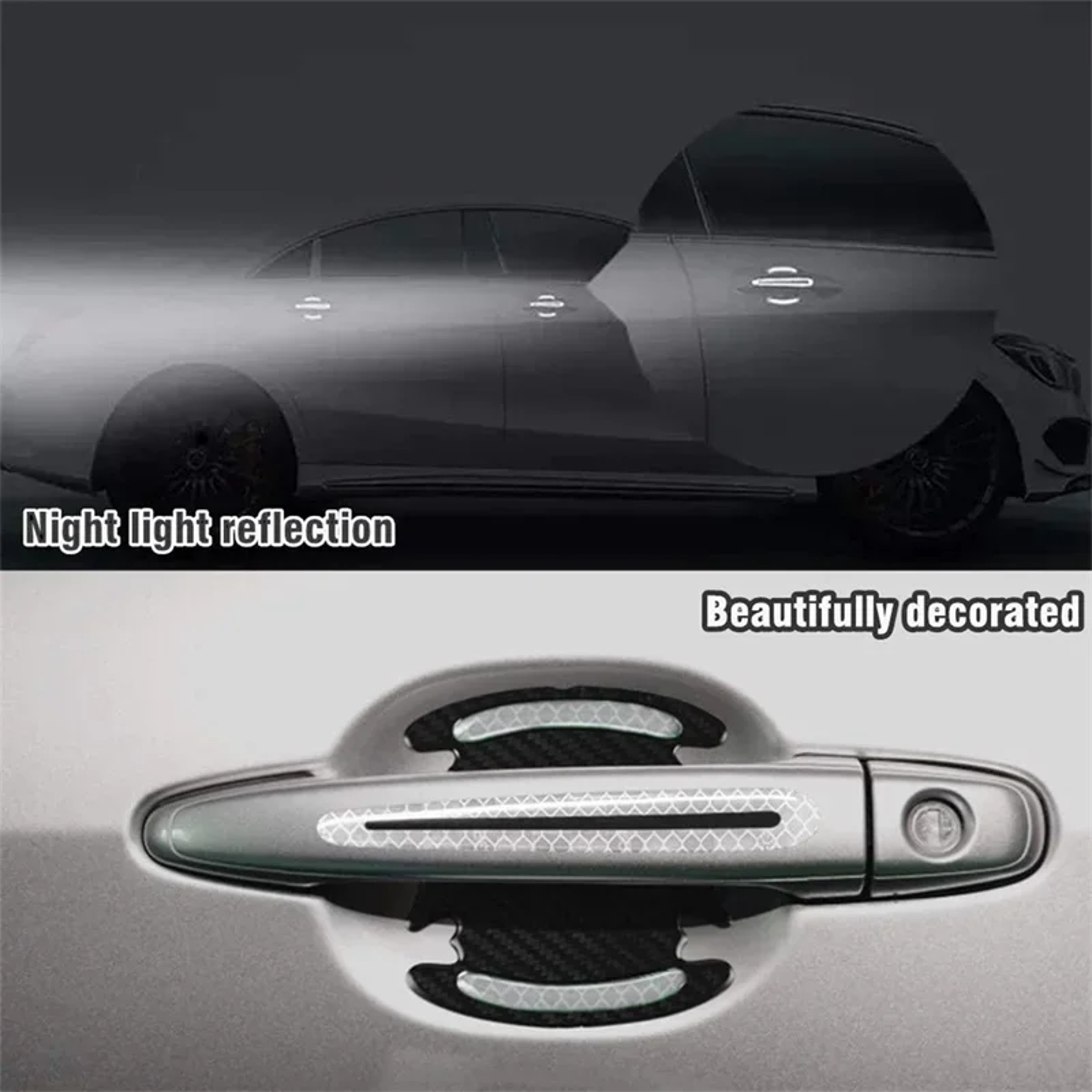 Reflective Car Door Handle Protector AntiScratch Paint Surface Sticker For Car Accessories 2
