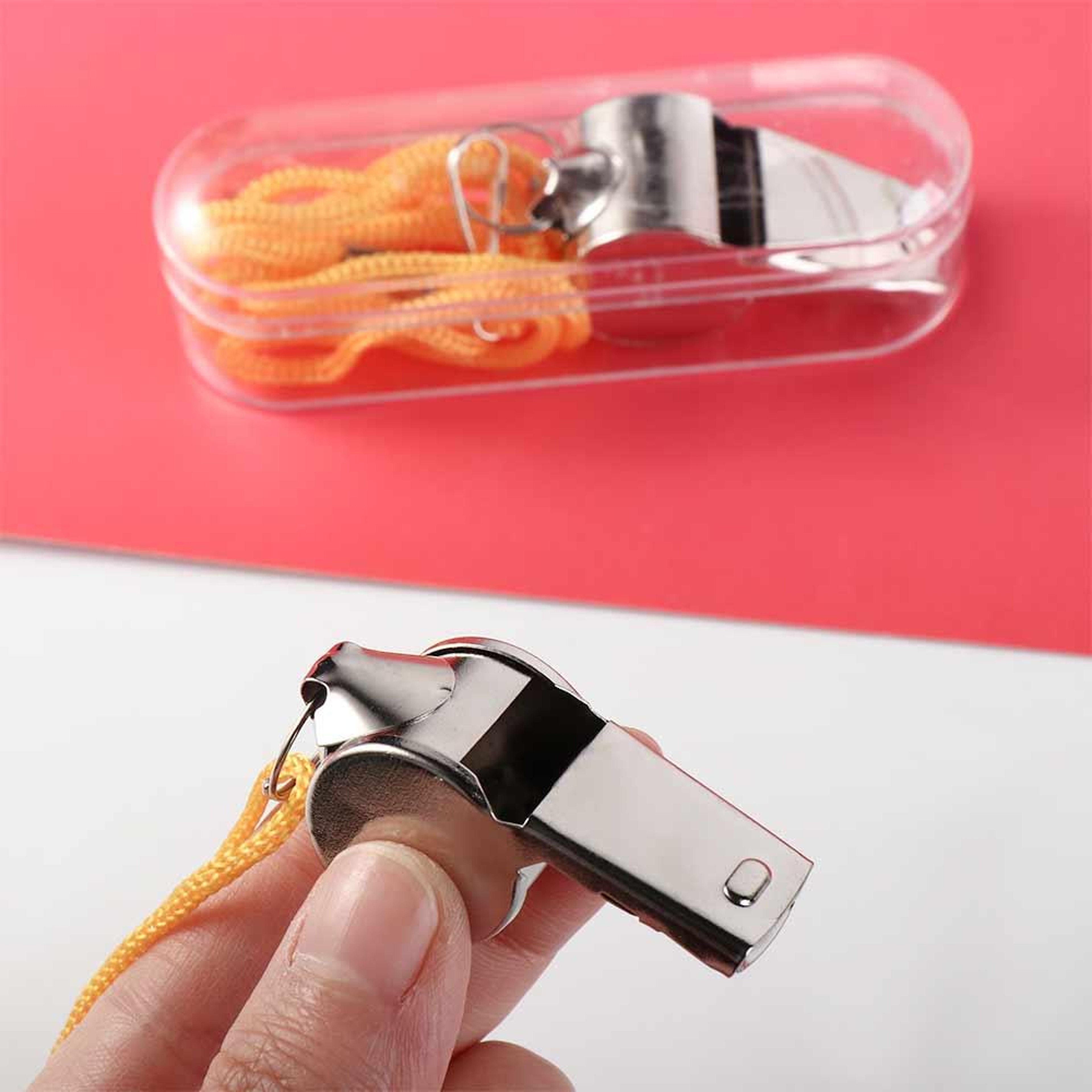 Loud Metal Whistle With Rope Professional Referee Whistle Compact  Portable Stainless Steel Design 3