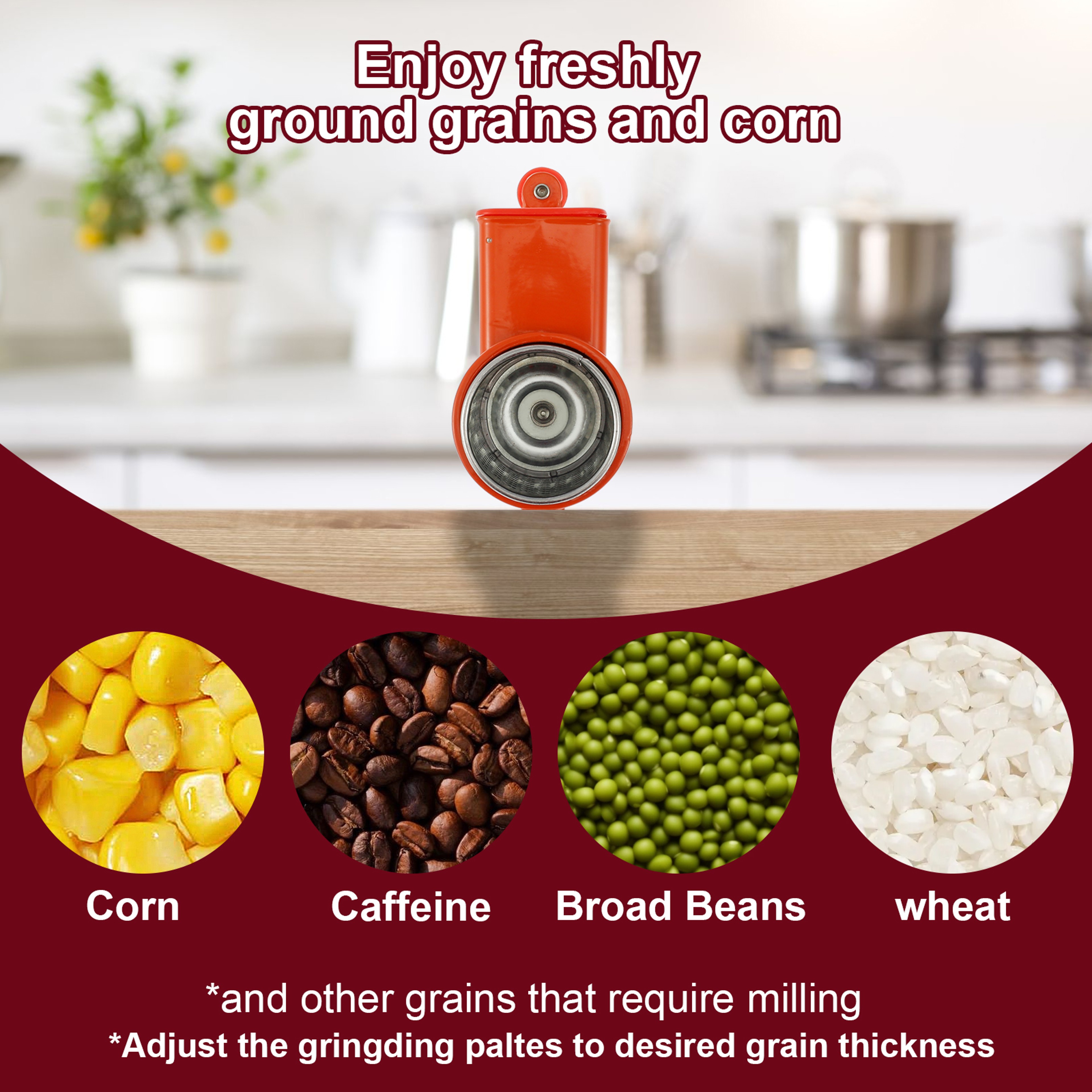 Hand Crank Grain Mill Manual Rustproof Food Grinder For Kitchen  Commercial Use 4