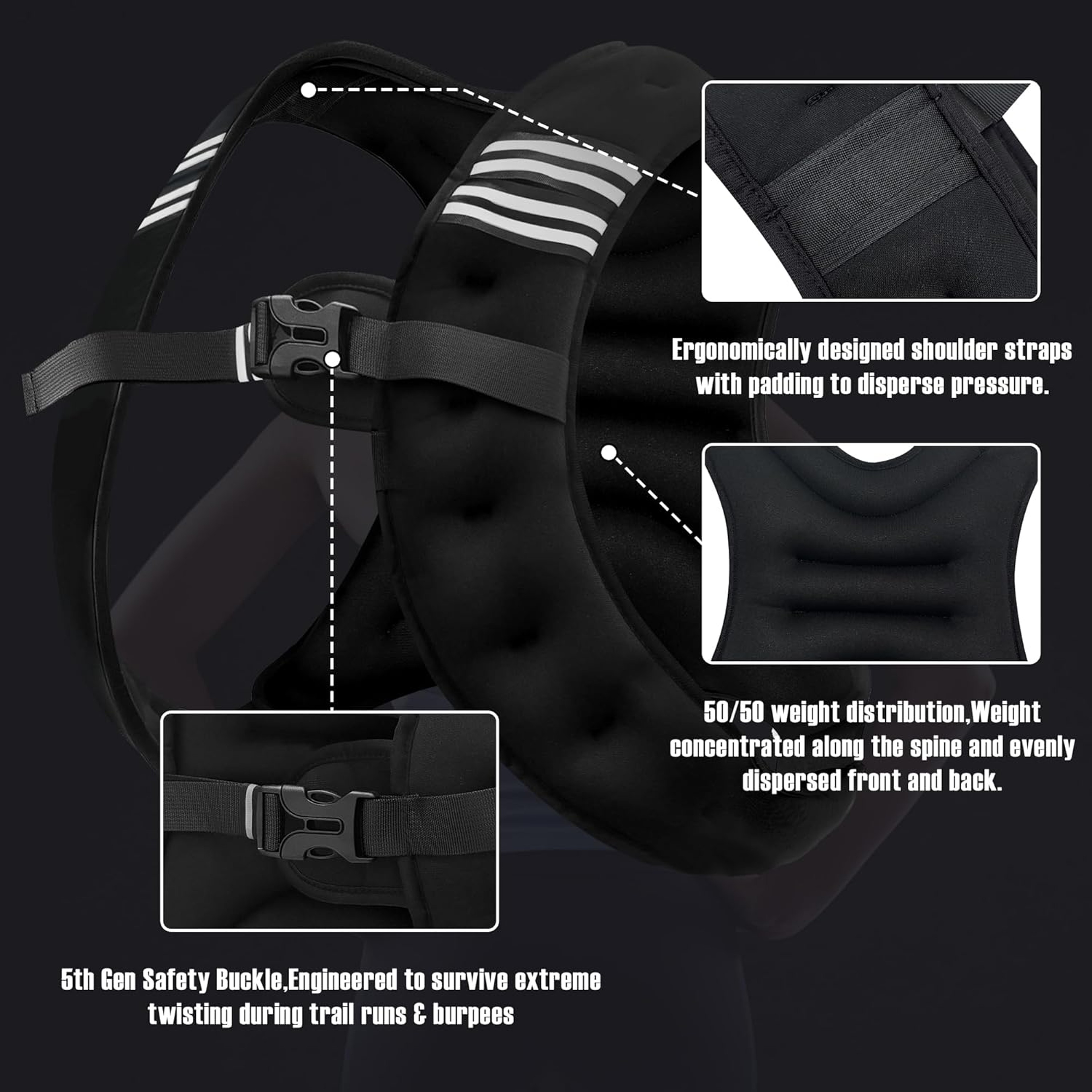 Reflective Weighted Vest For Men And Women Adjustable Running And Strength Training Vest 4