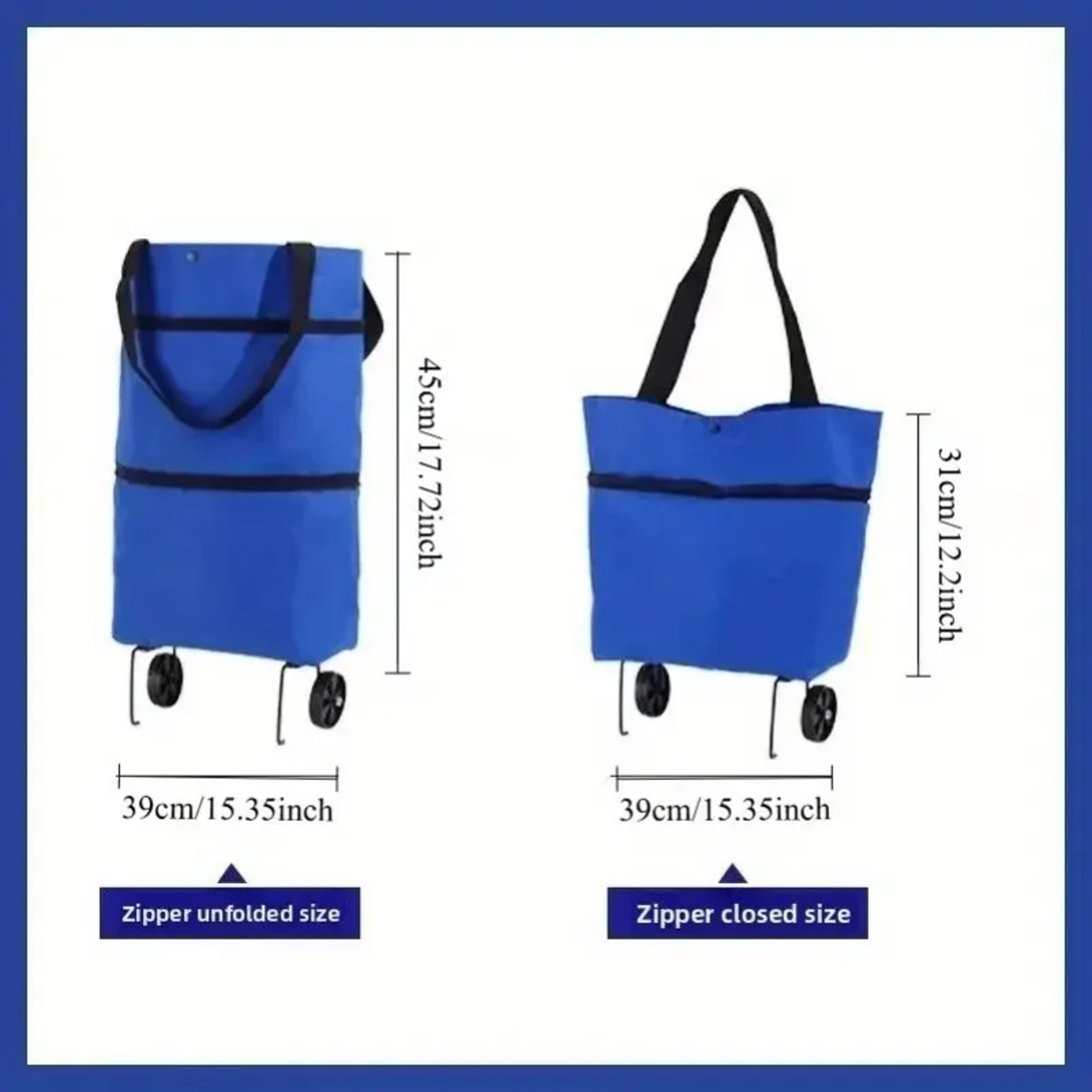 Compact Foldable Shopping Cart With Wheels Lightweight Portable Grocery Trolley 2