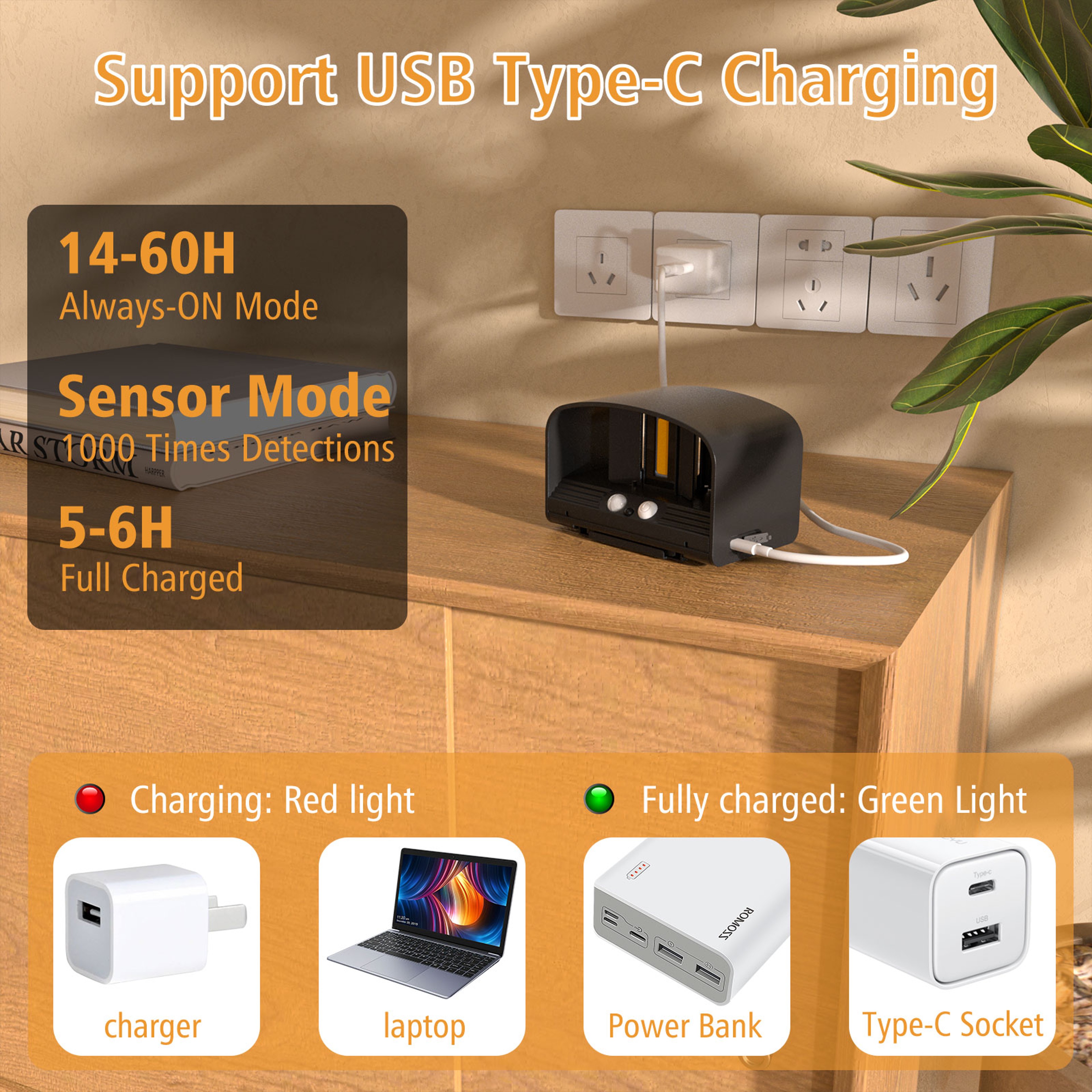 Rechargeable Wireless Wall Lamp with Motion Sensor Light Up Down LED Wall Sconce Remote Control – view 2