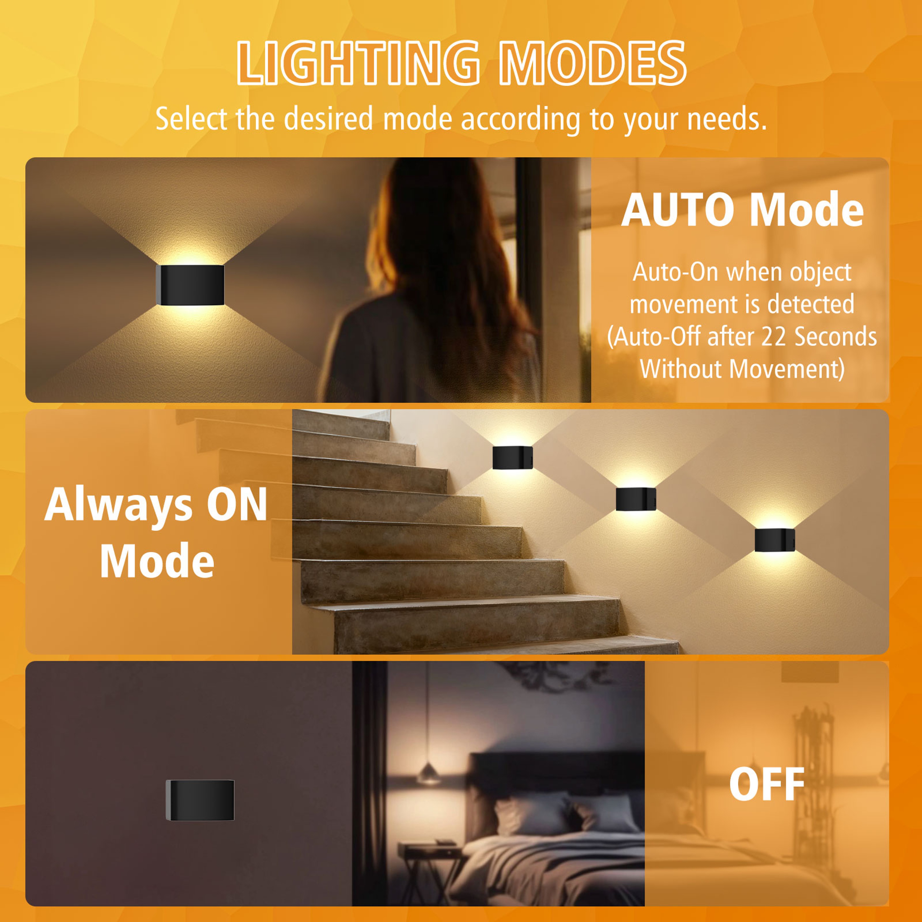 Rechargeable Wireless Wall Lamp with Motion Sensor Light Up Down LED Wall Sconce Remote Control – view 4