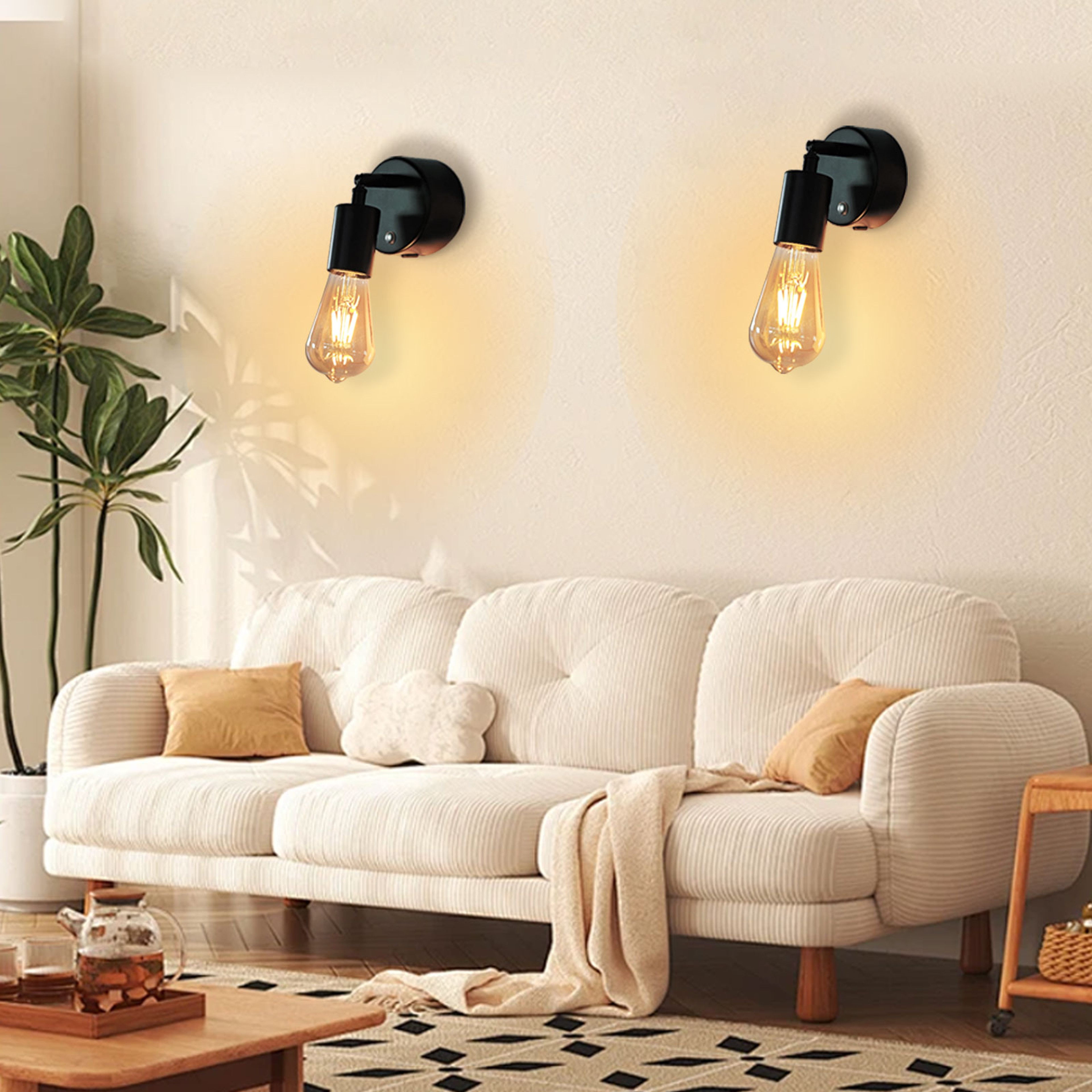 Industrial Vintage Rechargeable Wall Lamp with Remote Control Touch Dimmable Battery Operated Wall Light – view 2