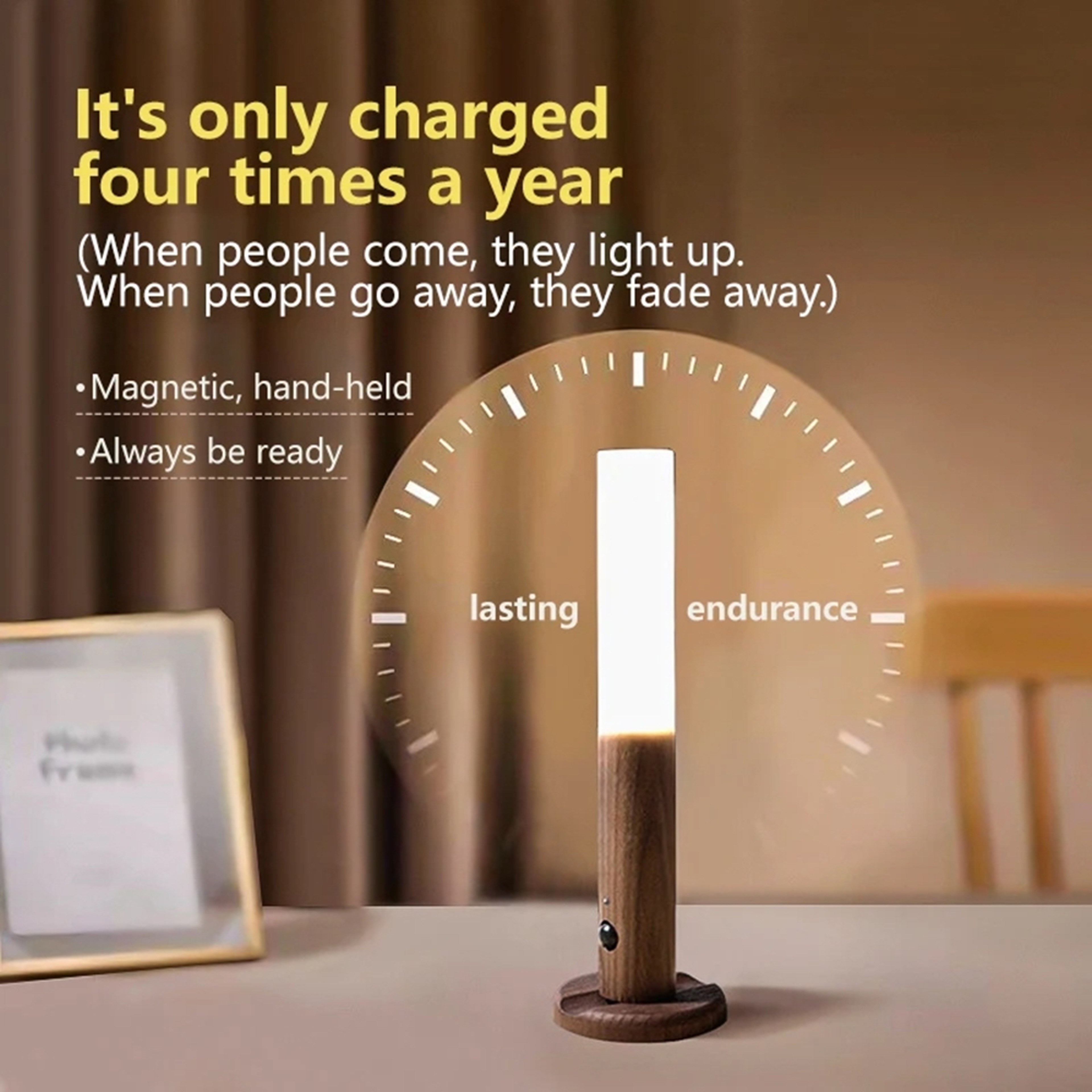 Motion Sensor Night Light Rechargeable Magnetic Wooden Wall Sconce For Bedroom Hallway And Stairs 4