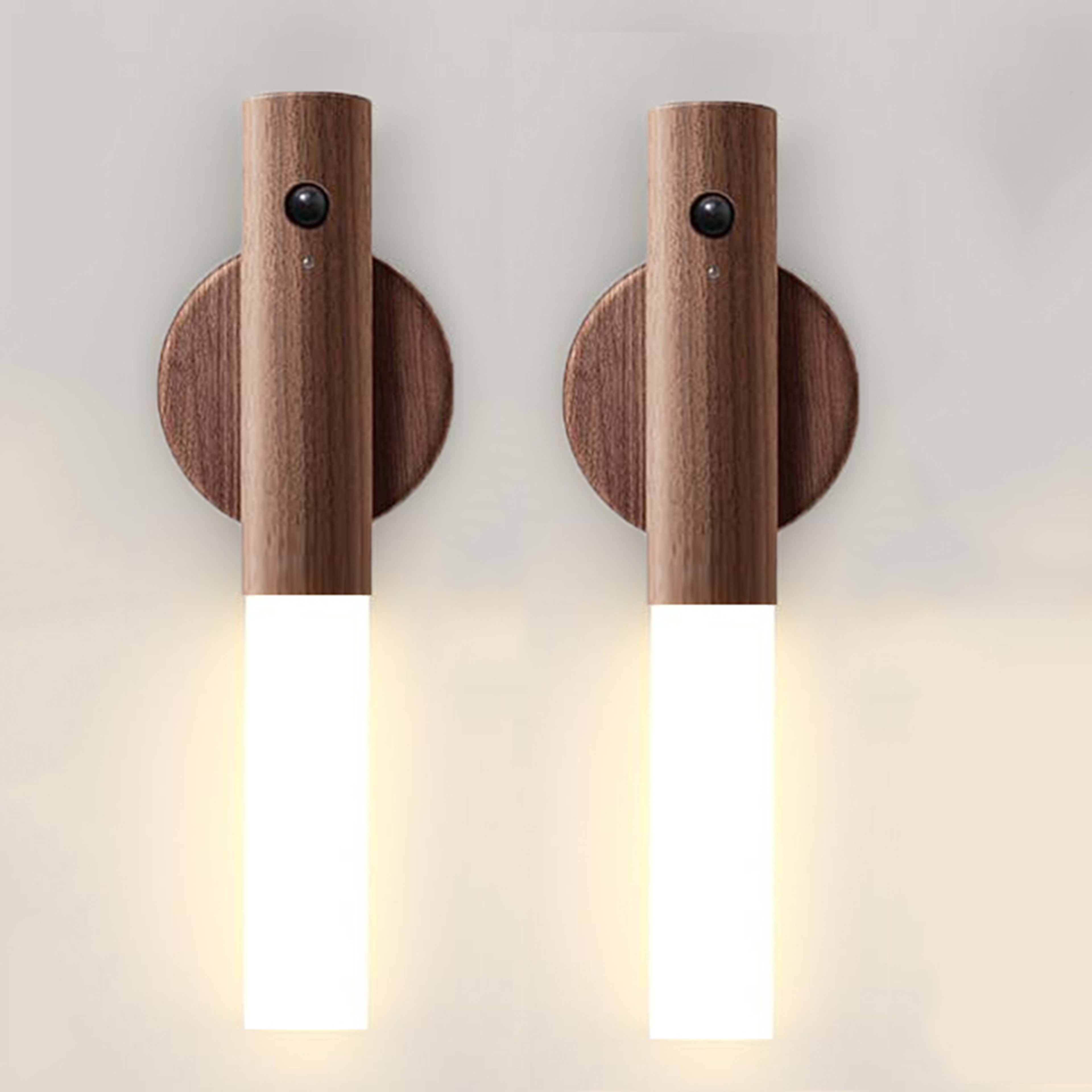 Motion Sensor Night Light Rechargeable Magnetic Wooden Wall Sconce For Bedroom Hallway And Stairs 8