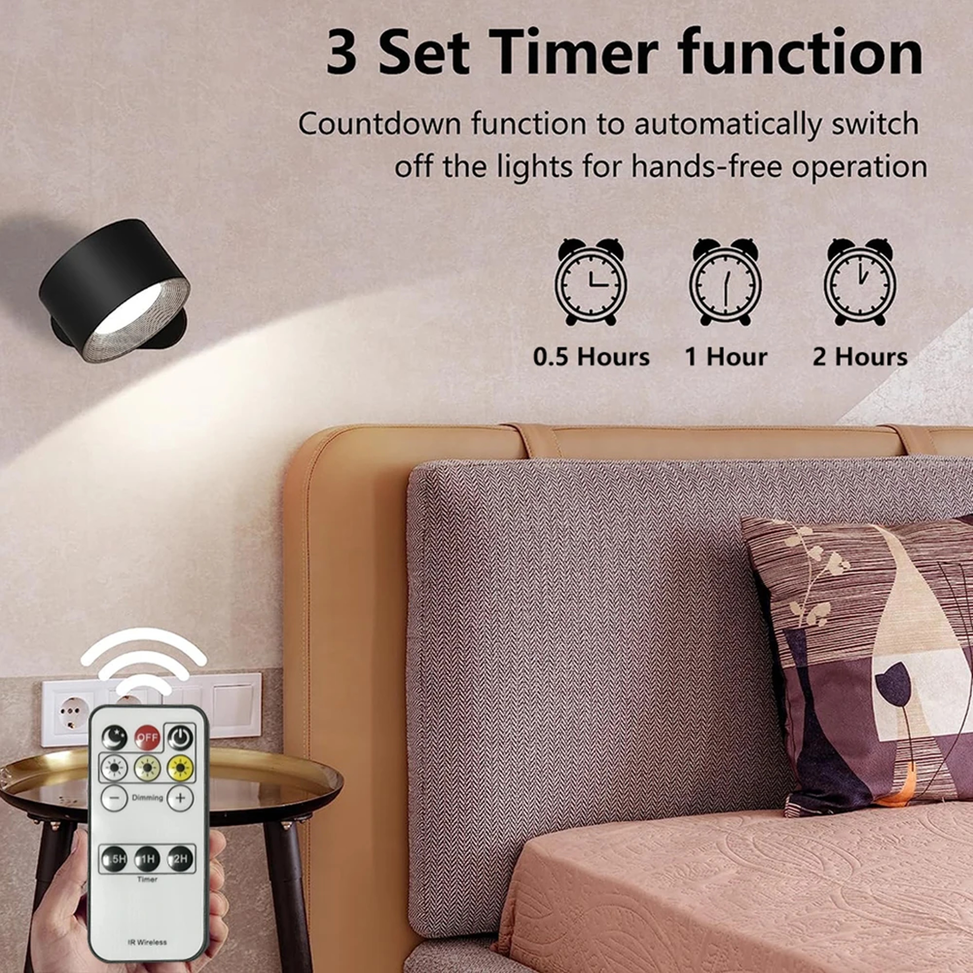 Rechargeable LED Wall Sconce with Remote Touch Control USB Charging Cordless Wall Light – view 4