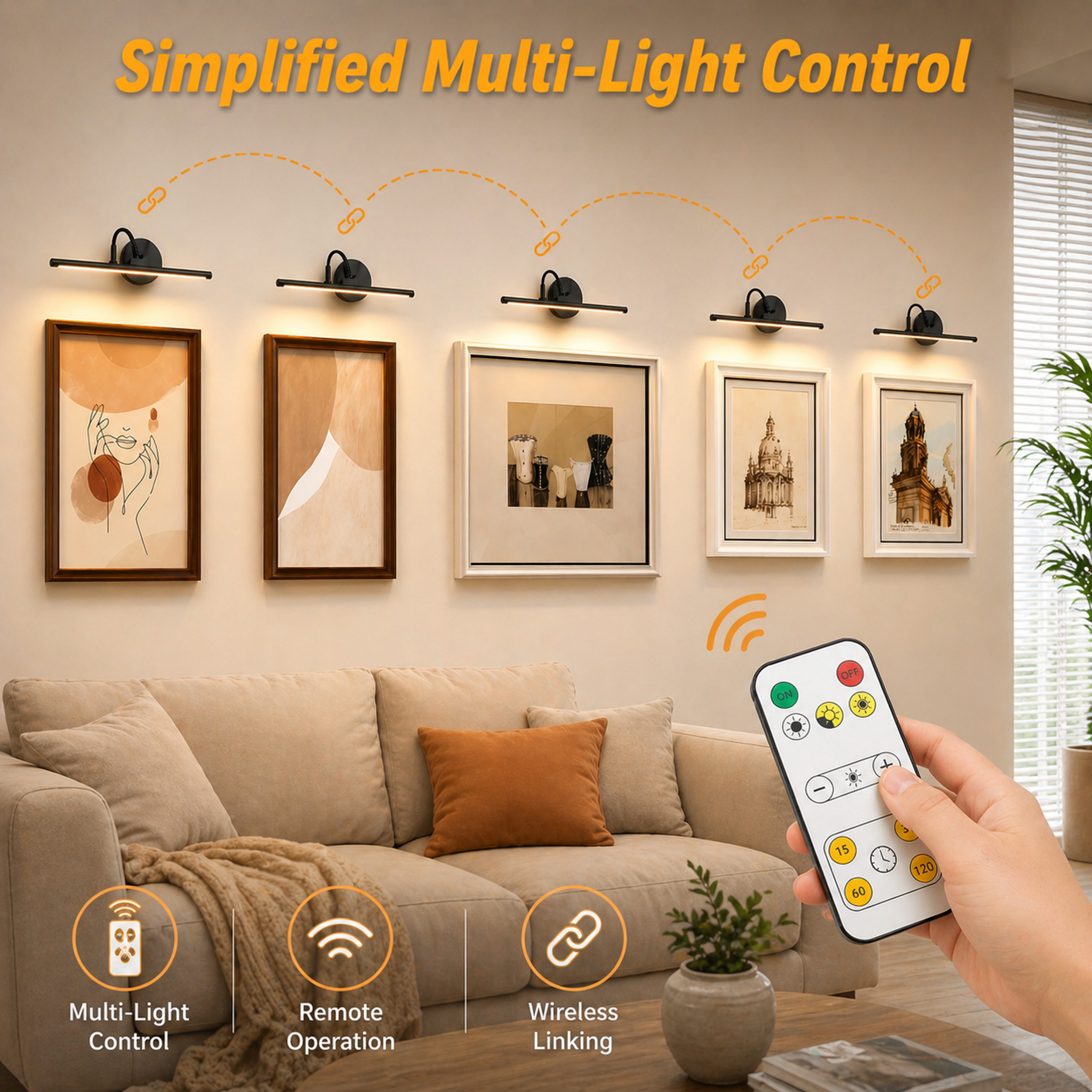 Wireless Picture Light Rechargeable LED Art Light With Remote Magnetic Wall Display Lamp 4