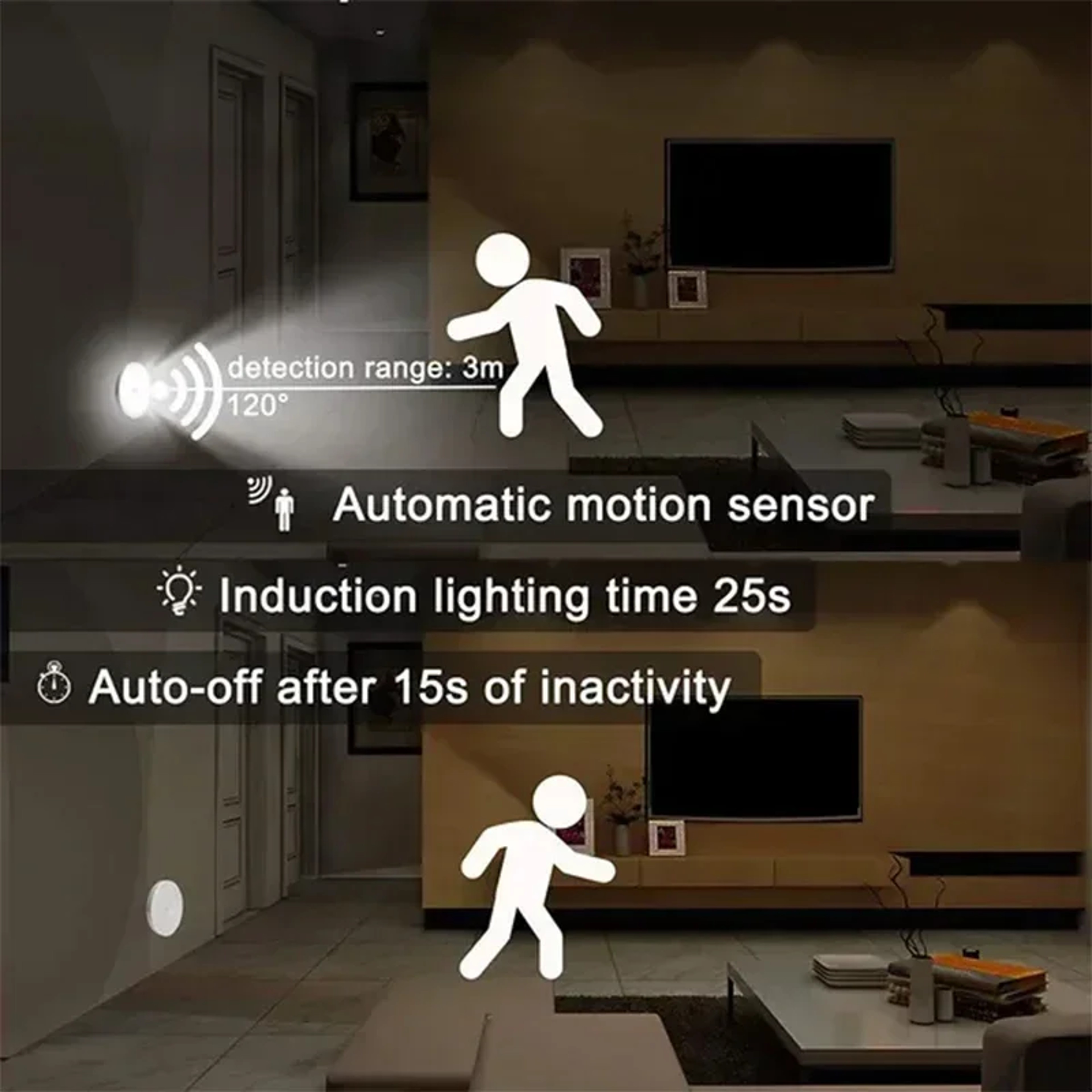 Motion Sensor Night Light USB Rechargeable Wireless LED Cabinet Light for Closet Wardrobe Kitchen and Stairs – view 3
