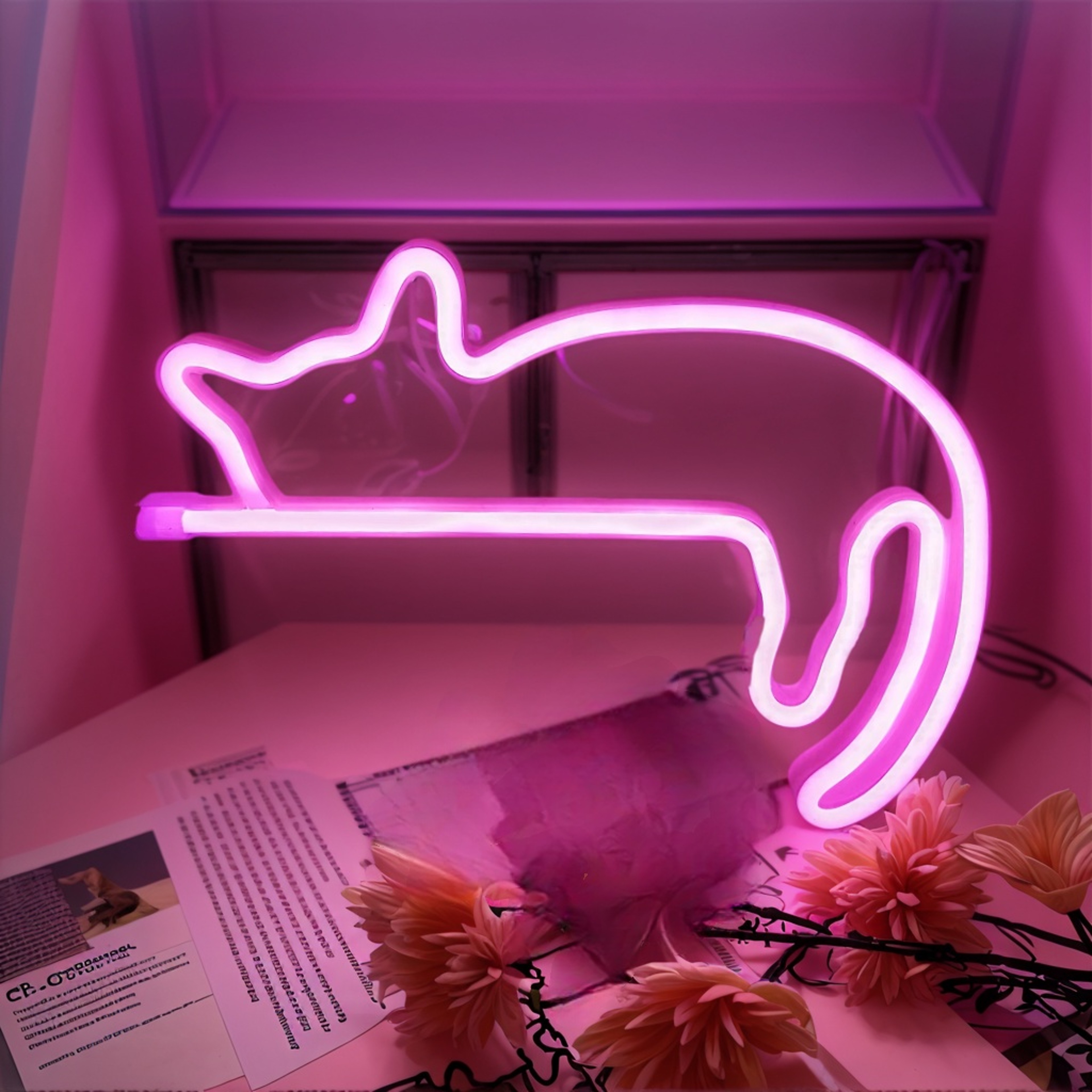 Cute Cat Neon Light LED Wall Decor for Bedroom Kawaii Cat Neon Sign Room Decoration Gift – view 2