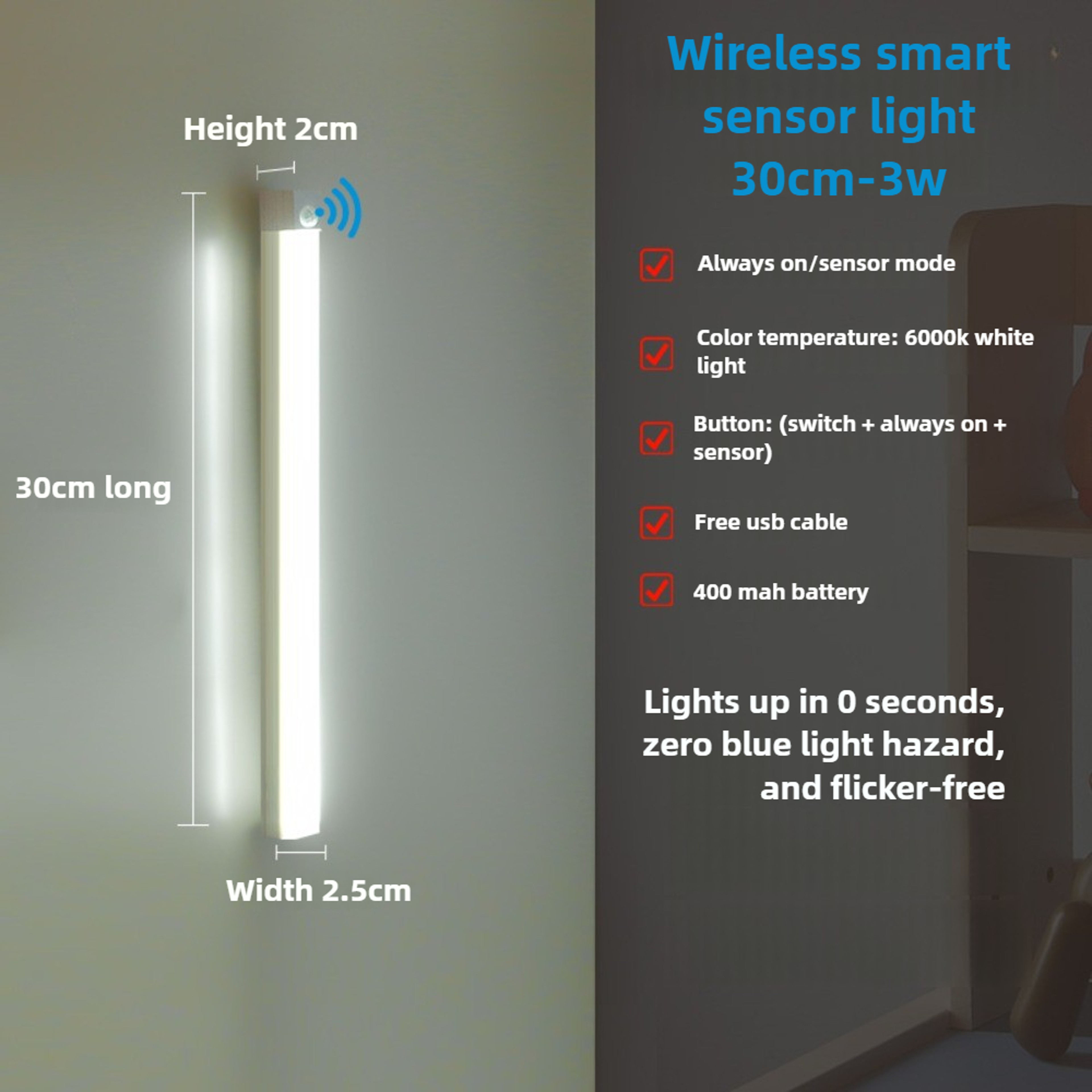 Motion Sensor Light Rechargeable LED Light Magnetic Cabinet Light for Kitchen Closet Hallway – view 7