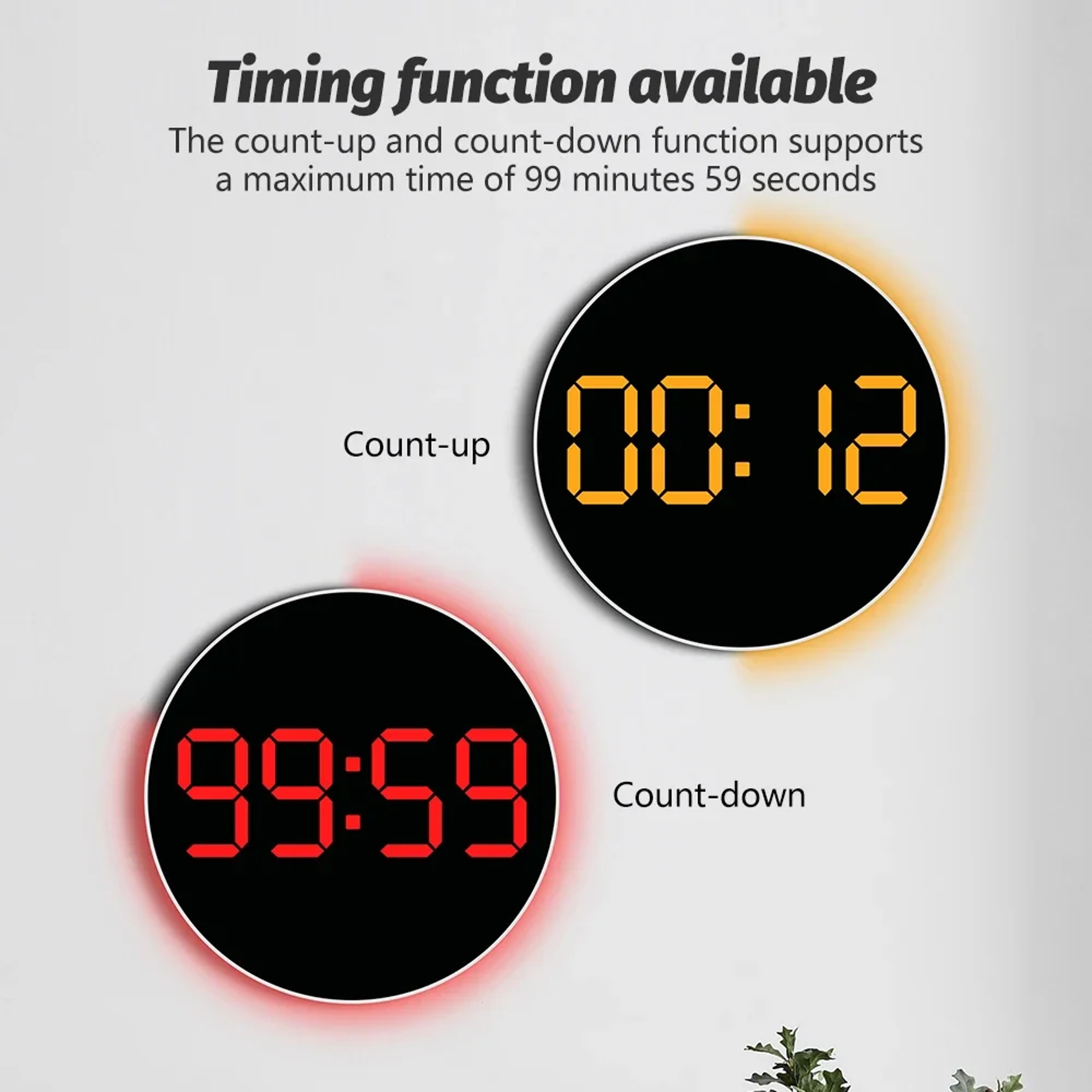 RGB LED Wall Clock with Remote Control Digital Wall Clock Display Temperature Date Alarm Timer – view 3
