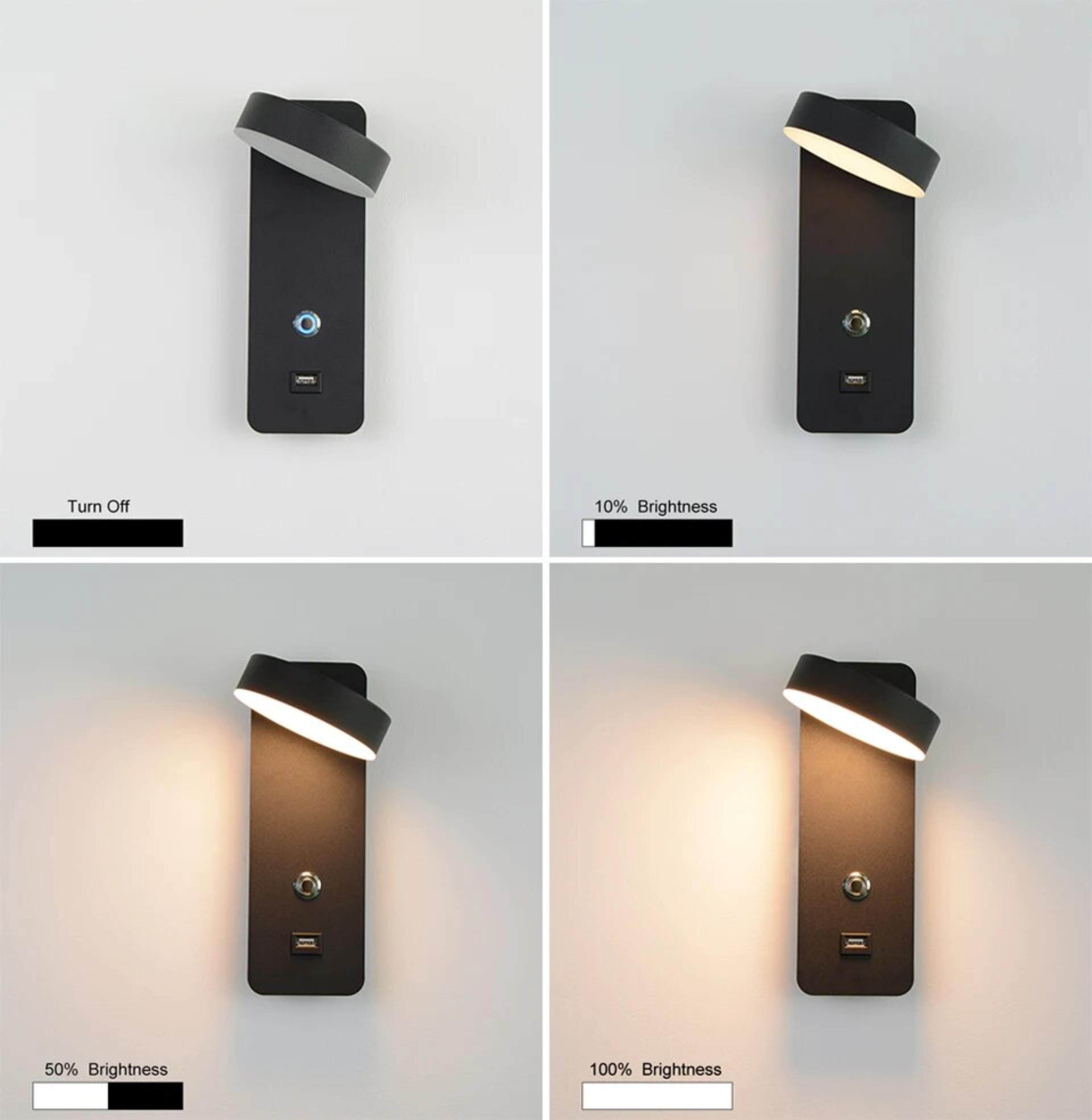 Rechargeable LED Wall Sconce Touch Dimmable Modern Wall Light With Color Modes USB Charging 2