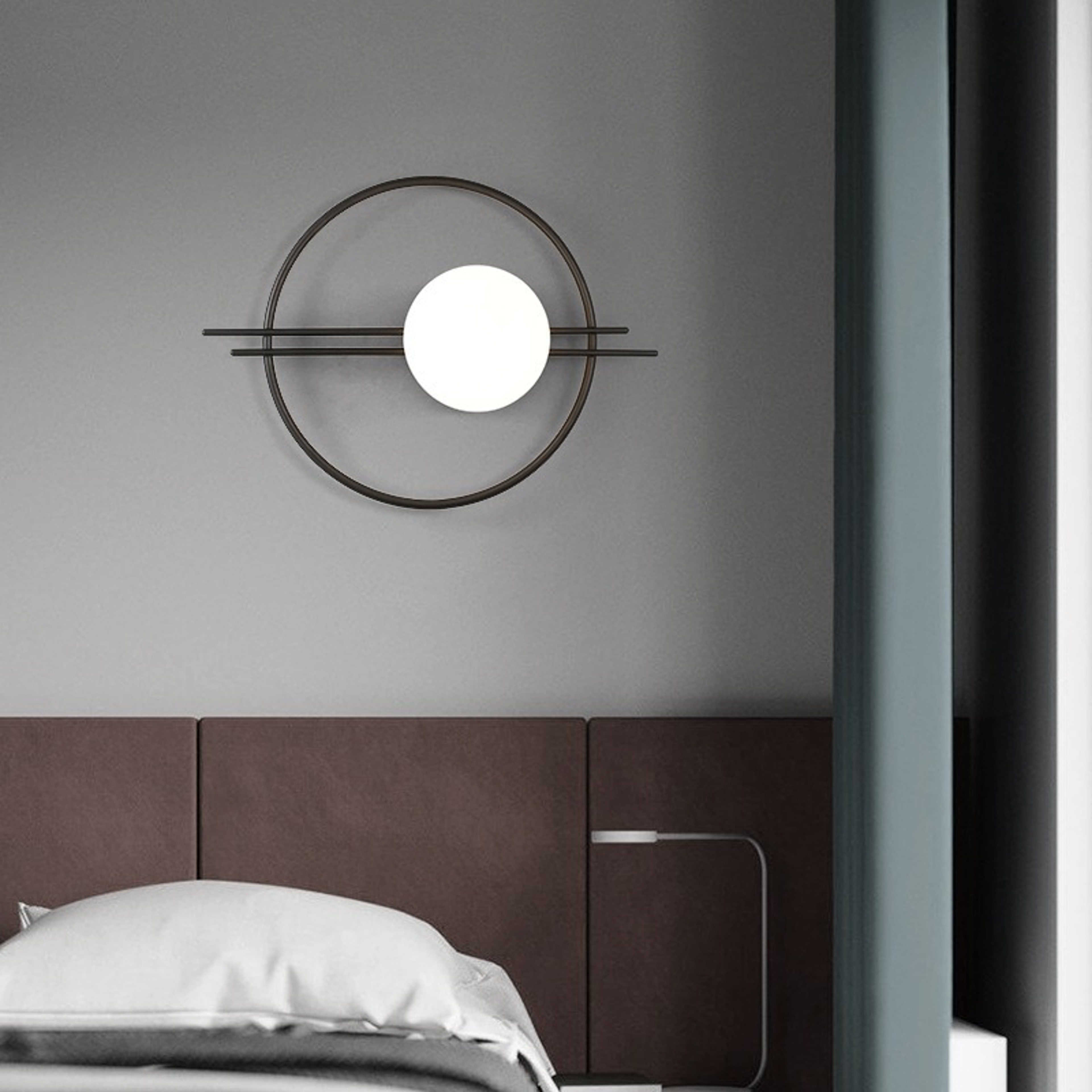 Modern LED Wall Sconce Gold & Black Round Bedroom Wall Light for Living Room Decor – view 2