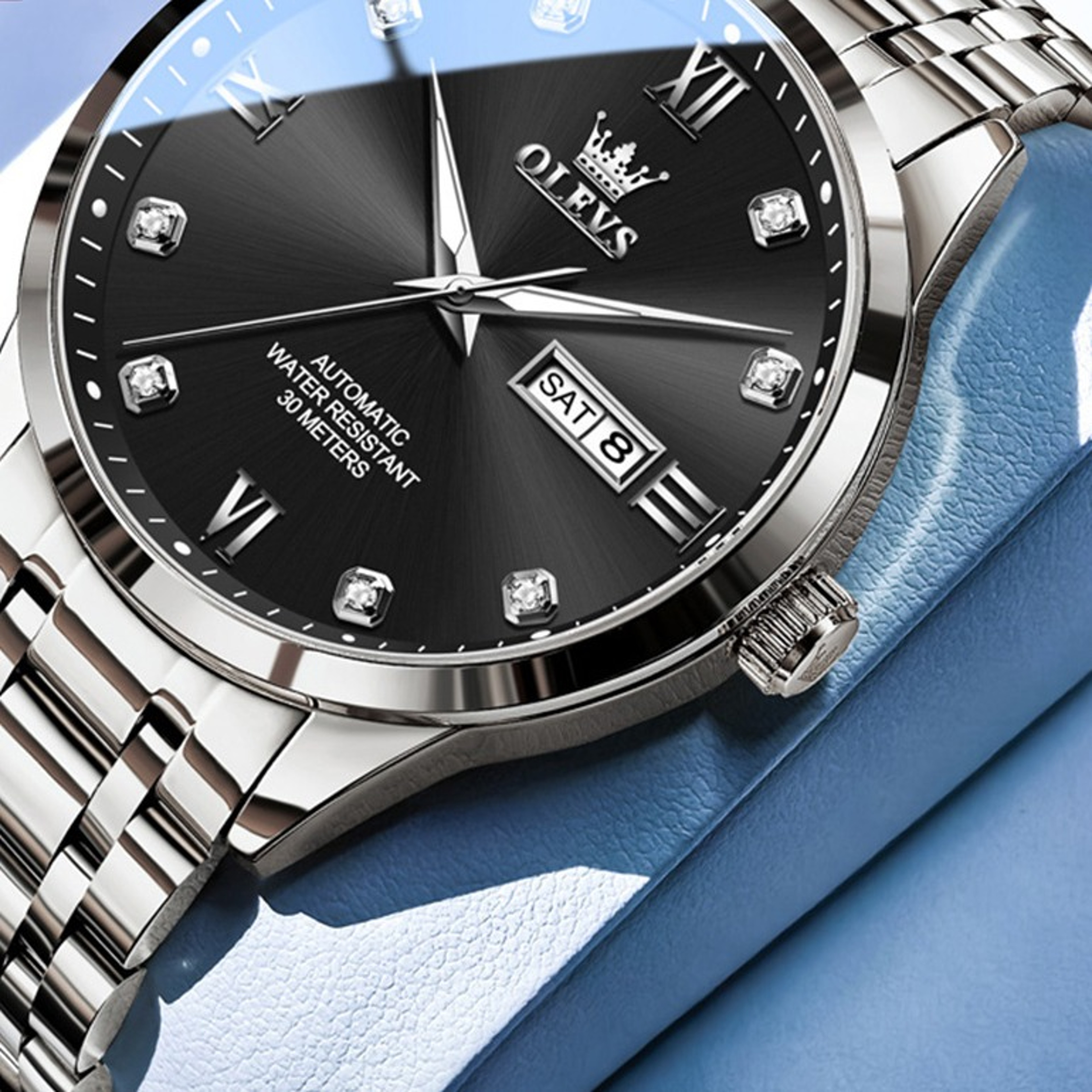 Automatic Mechanical Watch Waterproof Luminous Dual Calendar Stainless Steeljpg