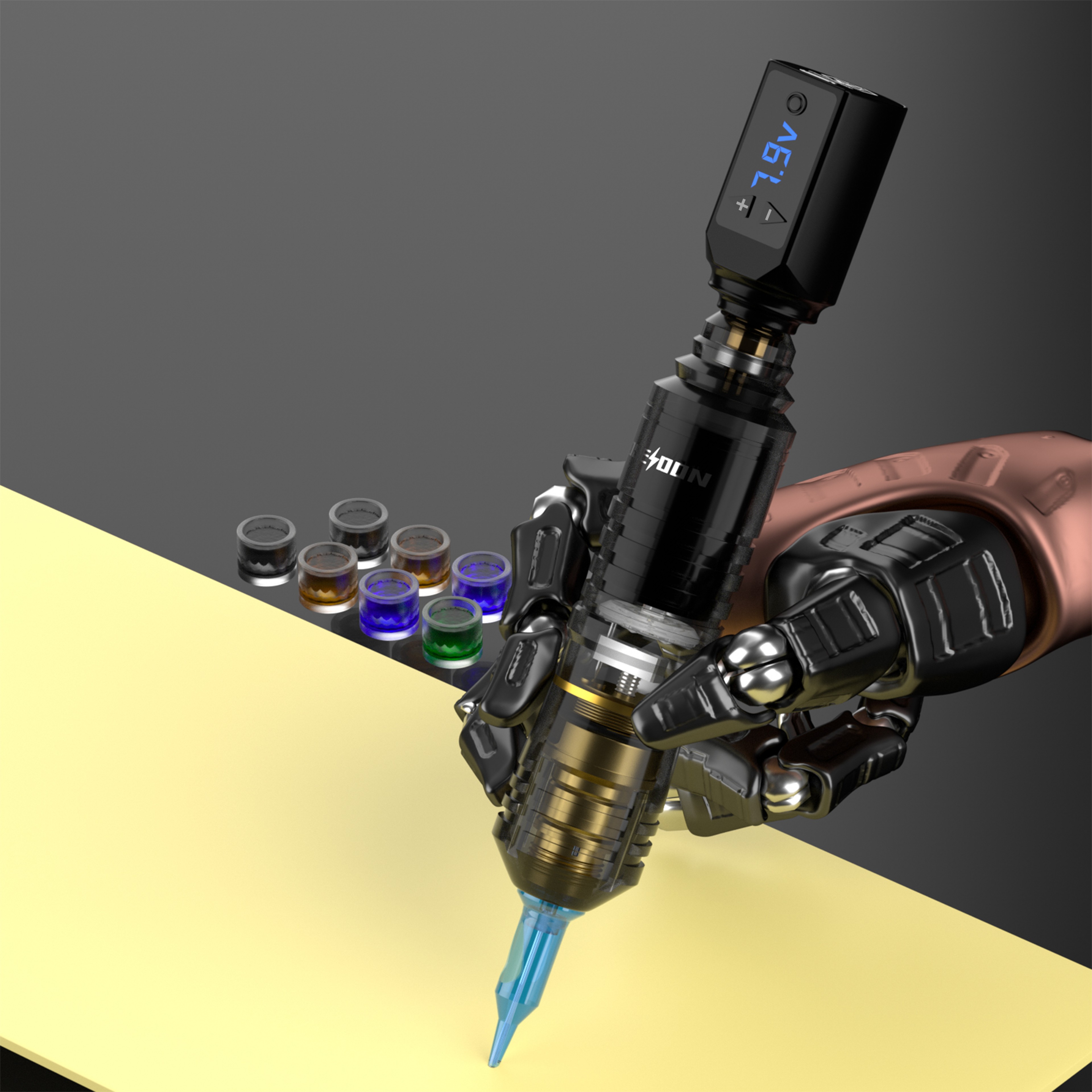 Wireless Tattoo Pen Kit with Transparent Tattoo Machine and Power Supply – view 5
