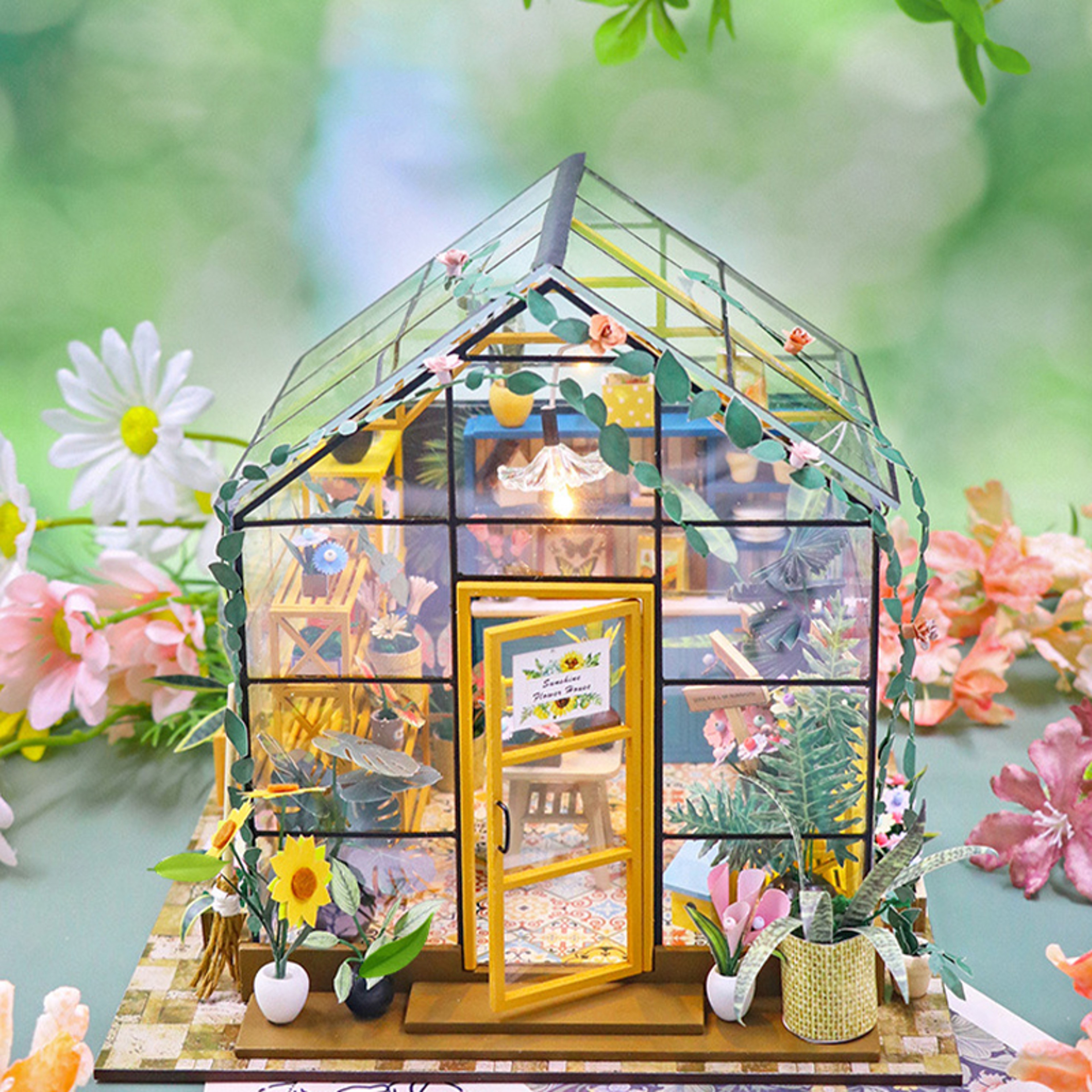 Mini DIY Doll House Kit Flower House Puzzle With Furniture Decor – view 3