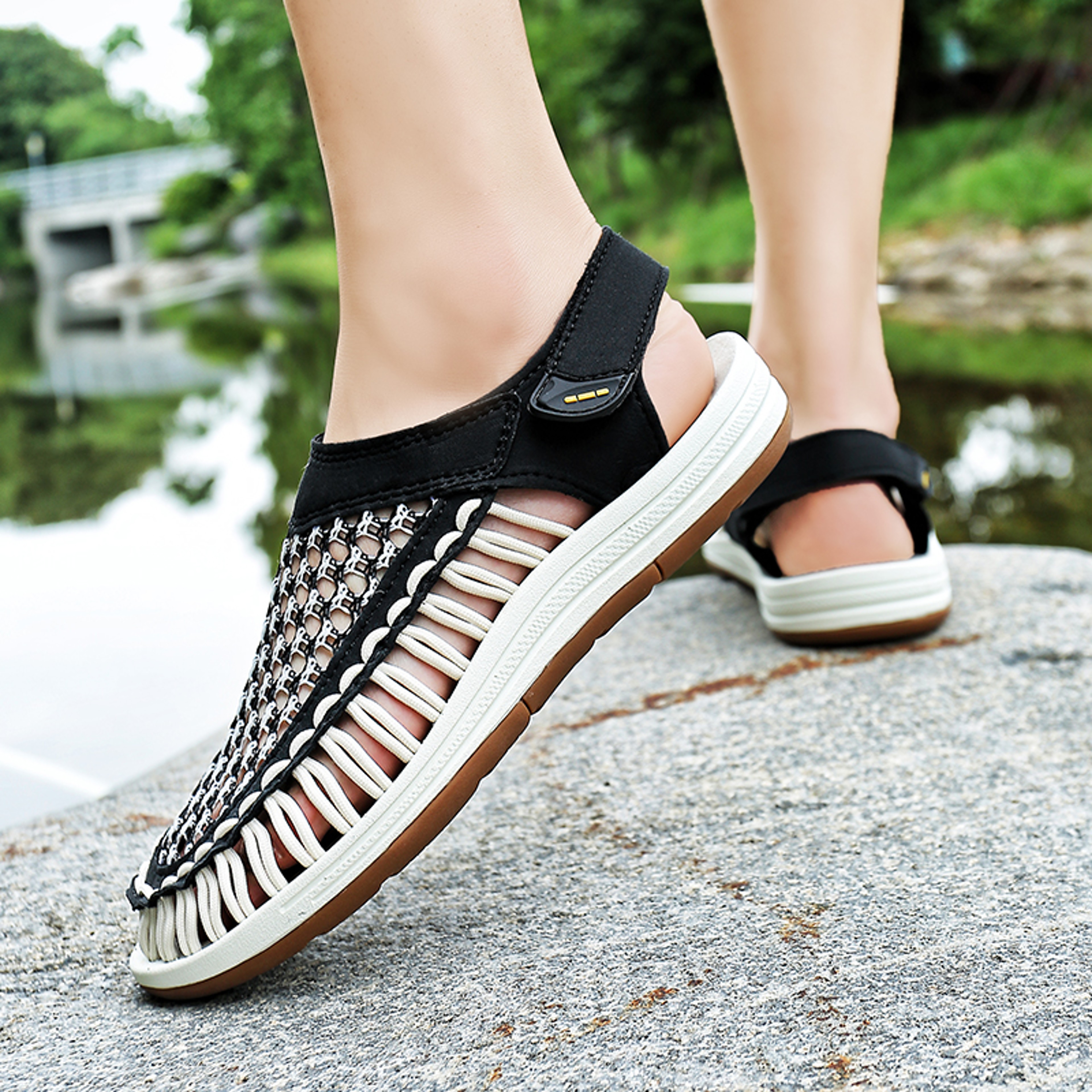 Mens Hand Woven Summer Sandals Breathable Casual Outdoor Beach Sandals – view 5