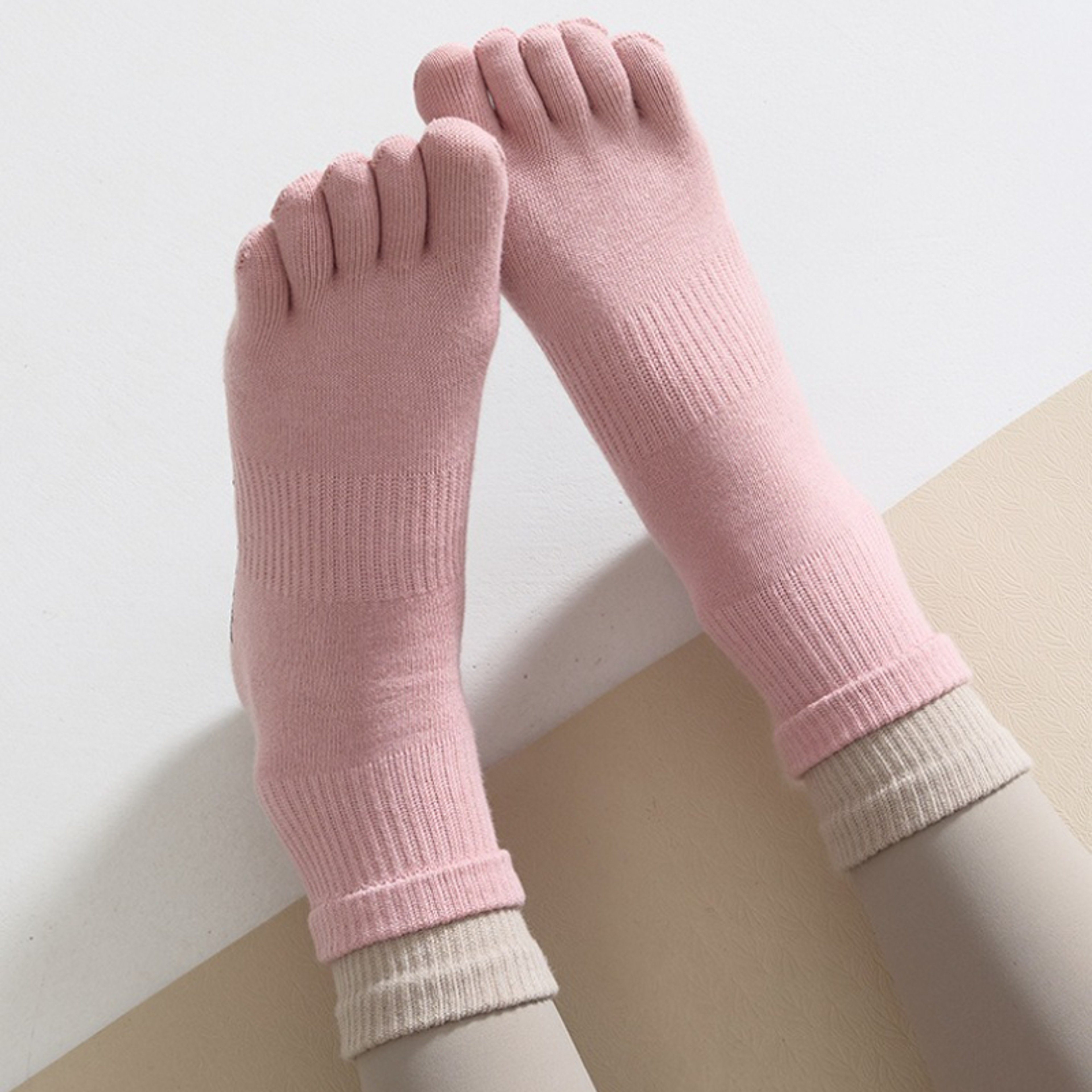 Five Toe Yoga Socks for Women Non Slip Grip Pilates Socks with Breathable Cotton Comfort – view 5
