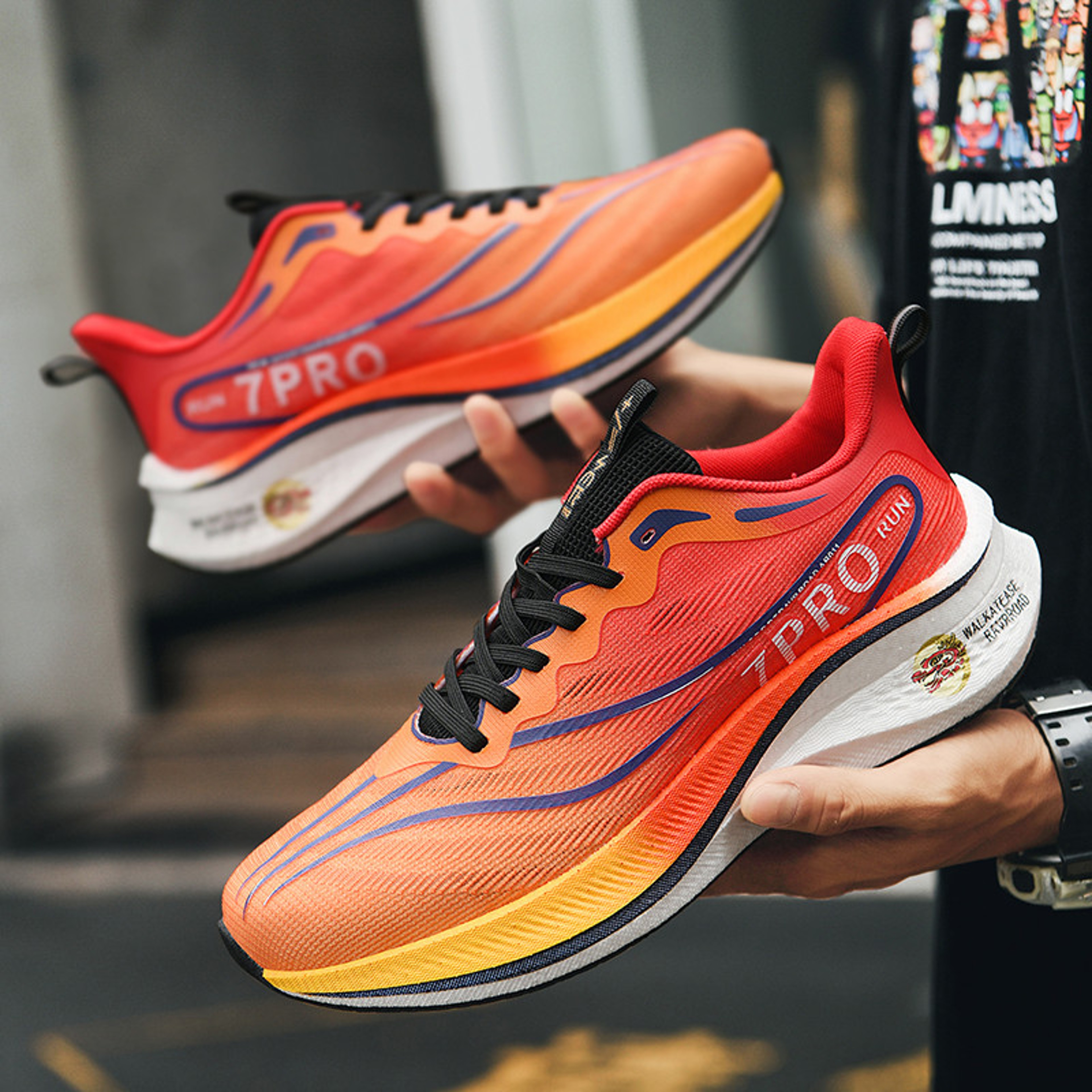 Mens Carbon Plate Running Shoes Shock Absorbing Non Slip Training Sneakers 2