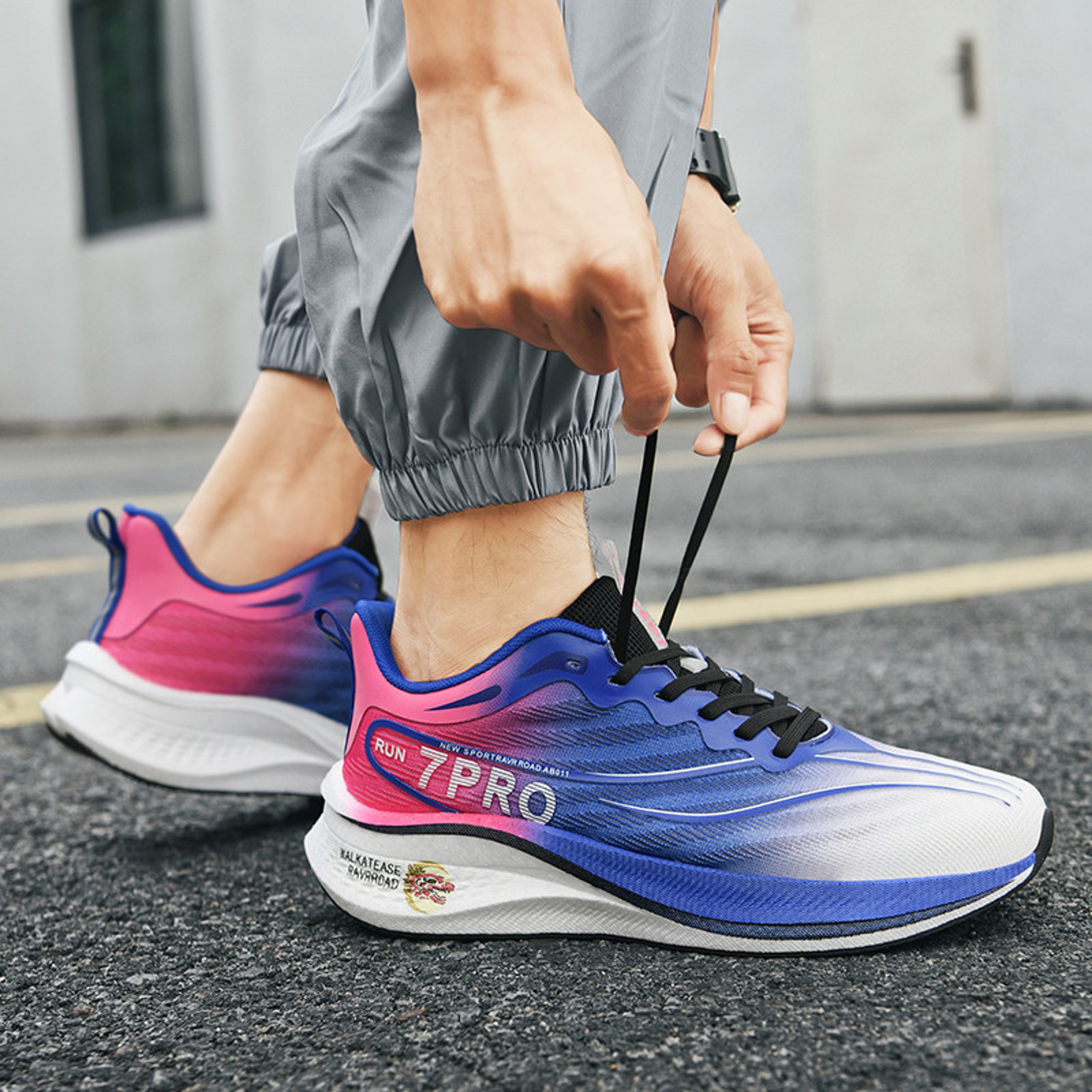 Mens Carbon Plate Running Shoes Shock Absorbing Non Slip Training Sneakers 4