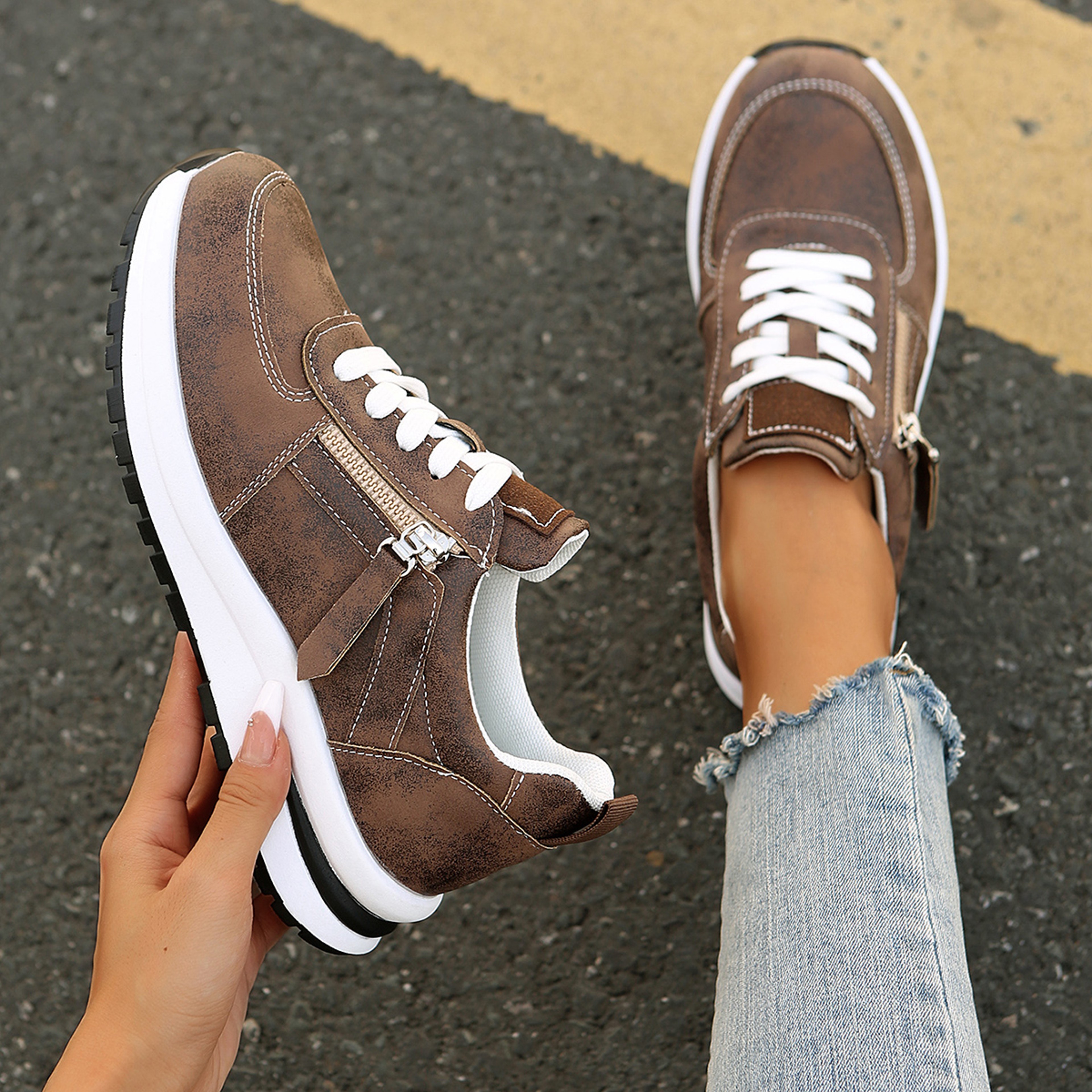 Womens Breathable Platform Sneakers Comfortable Thick Sole Casual Walking Shoes – view 2